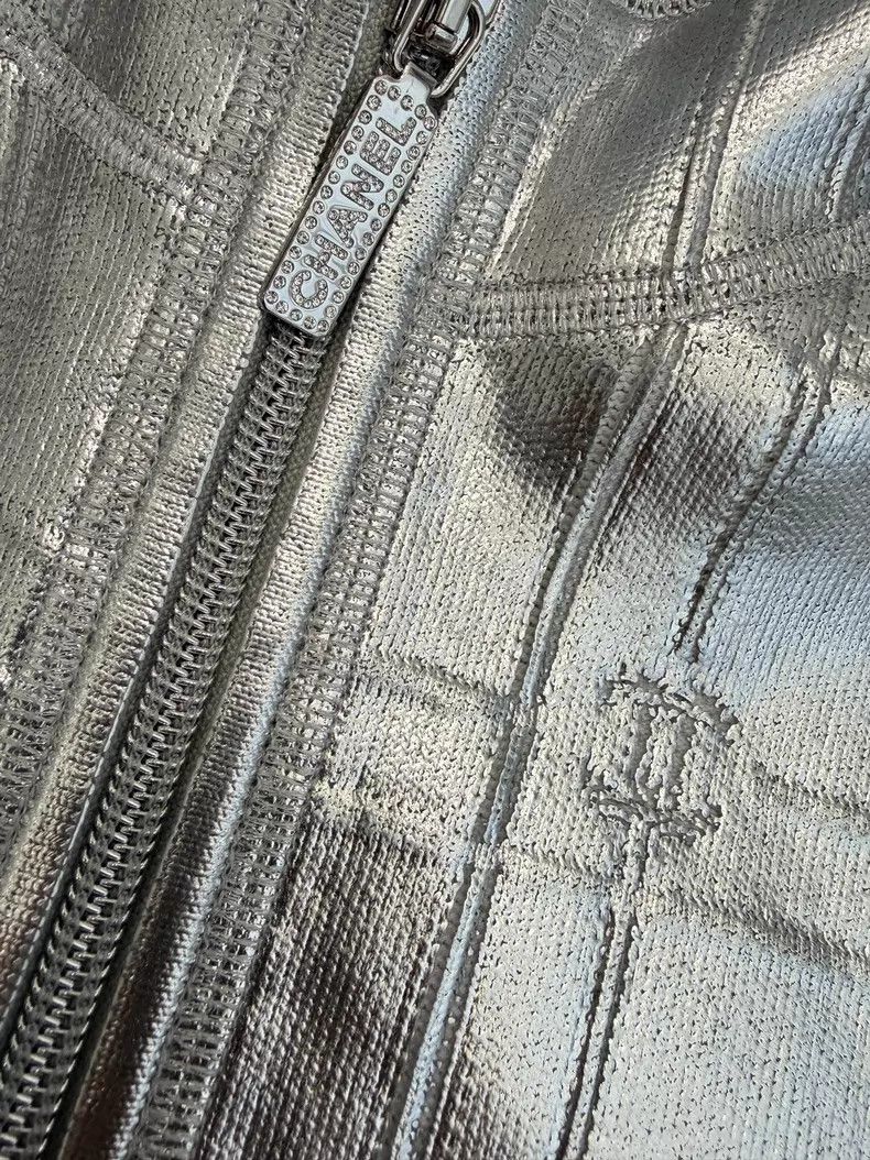 Chanel Chanel Silver technology sense dark pattern full logo hood Size XS / US 0-2 / IT 36-38 - 3 Thumbnail