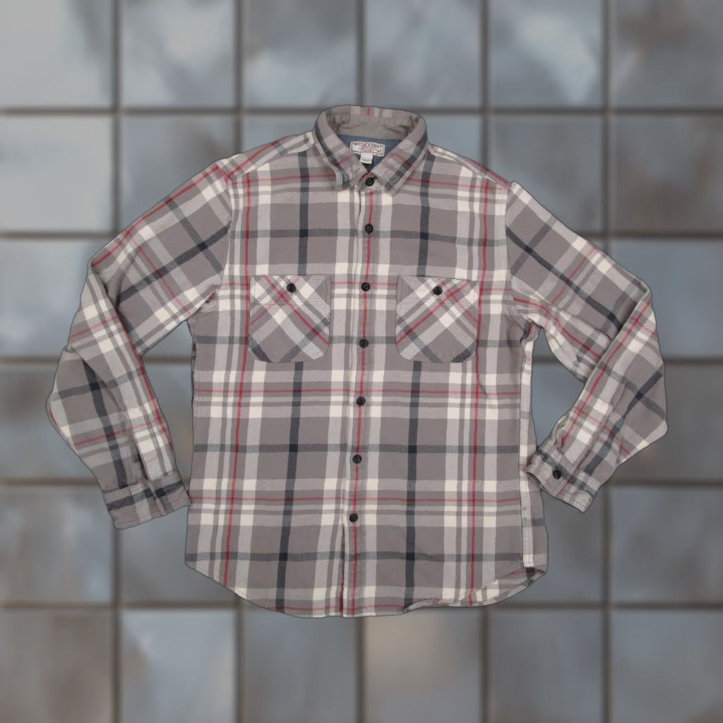 J.Crew VINTAGE Wallace & Barnes Shirt Mens Medium Gray Red Plaid Flannel Button Front Pockets Size US M / EU 48-50 / 2 - 1 Thumbnail