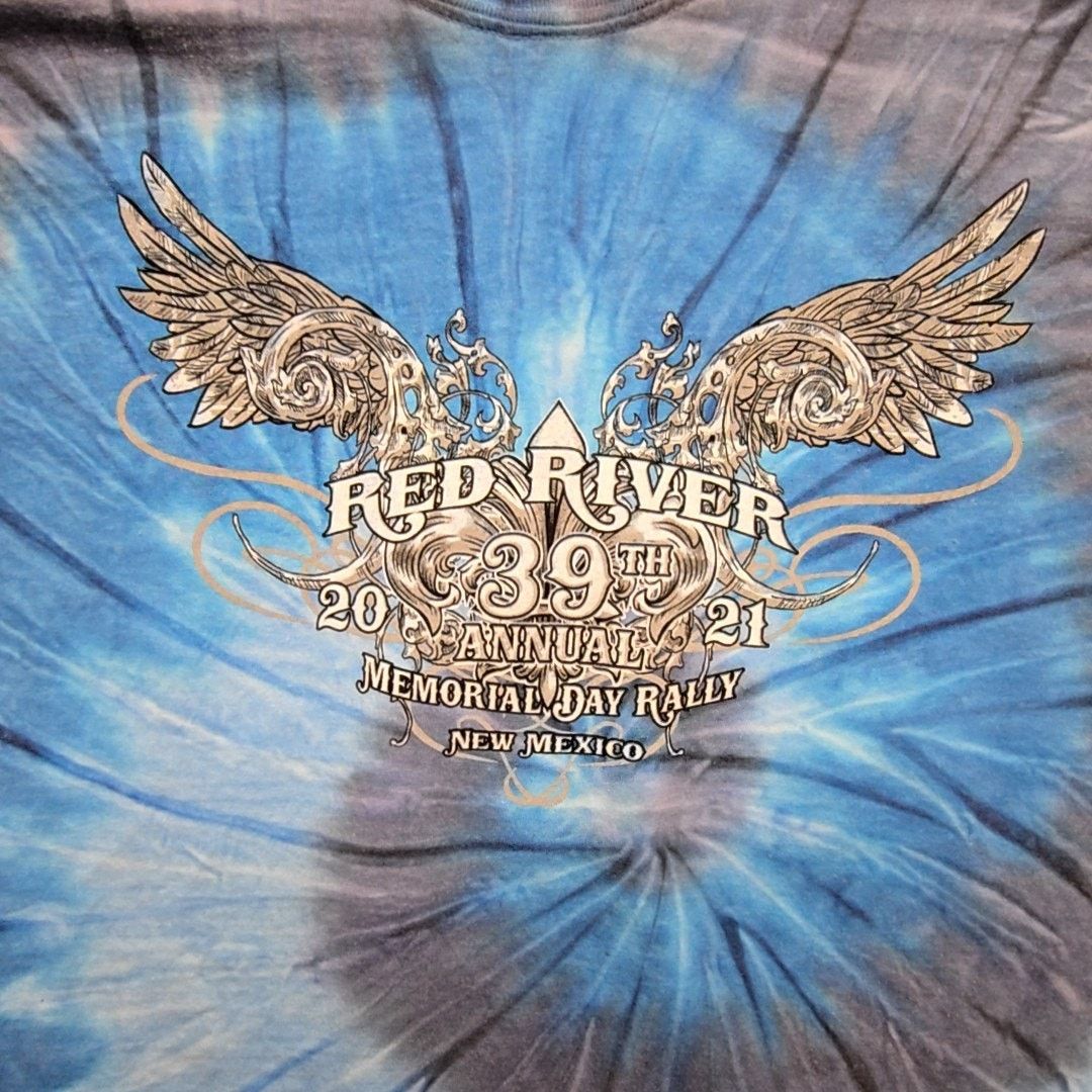 Other Red River Memorial Day Rally Tie Dye Blue XL Biker Shirt Size US XL / EU 56 / 4 - 4 Thumbnail