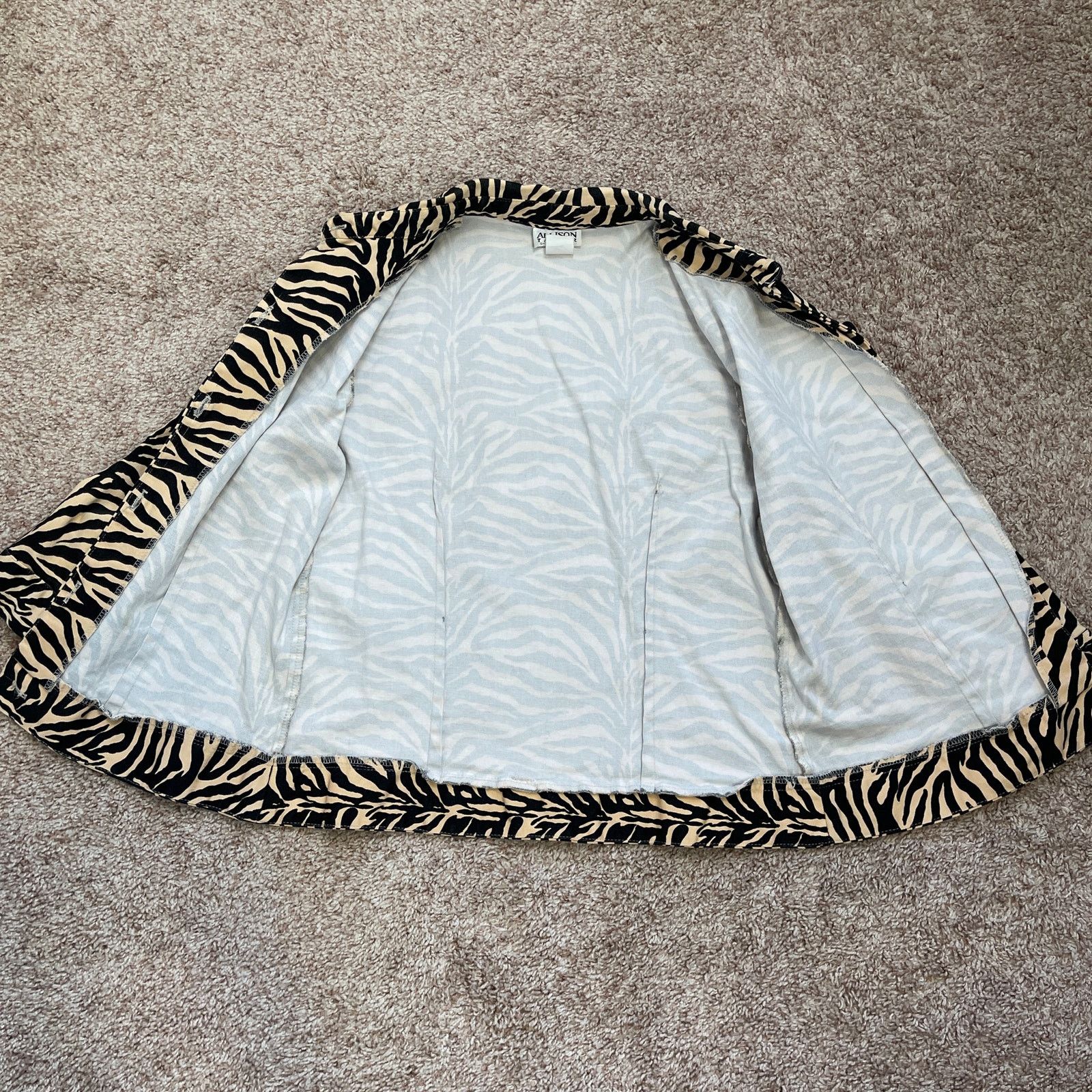 Vintage VTG Allison Taylor Tan Black Cropped Jacket Zebra Tiger XS/S Size XS / US 0-2 / IT 36-38 - 19 Thumbnail