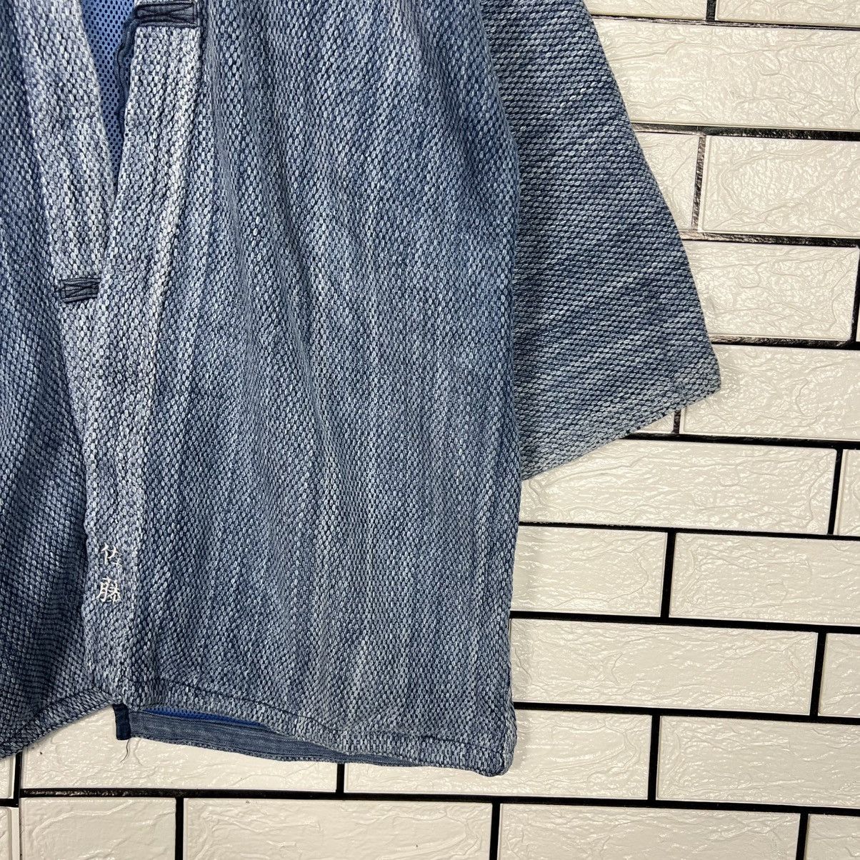 Vintage Japan Indigo Faded Blue Sashiko Thick Weave Kimono 4148-C189 Size US L / EU 52-54 / 3 - 4 Thumbnail