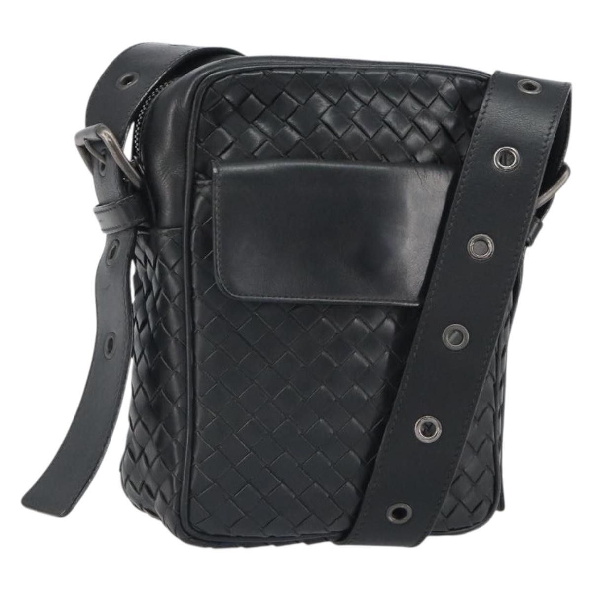 BOTTEG AVENETA INTRECCIATO Shoulder Bag Leather Black Silver