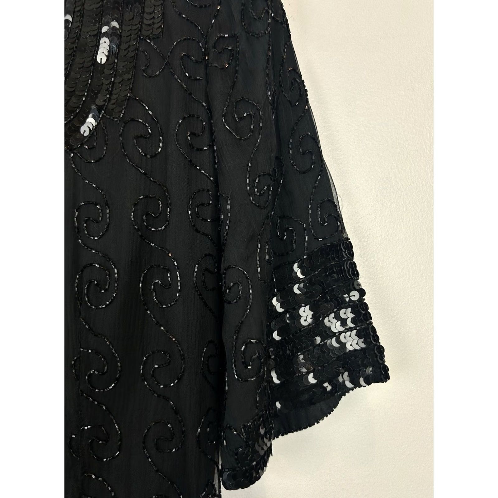 Vintage VINTAGE Black Silk Sequin Beaded Cocktail Dress Women Medium Size M / US 6-8 / IT 42-44 - 6 Thumbnail