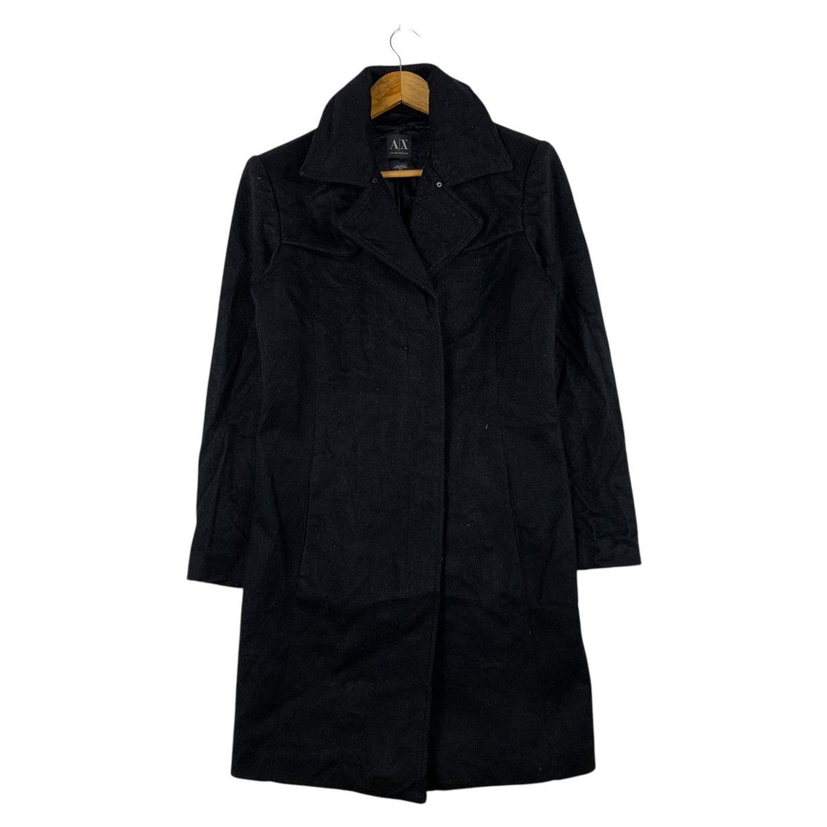 Armani × Armani Exchange ARMANI EXCHANGE Italy Black Wool Long Winter Coat Size US M / EU 48-50 / 2 - 1 Thumbnail