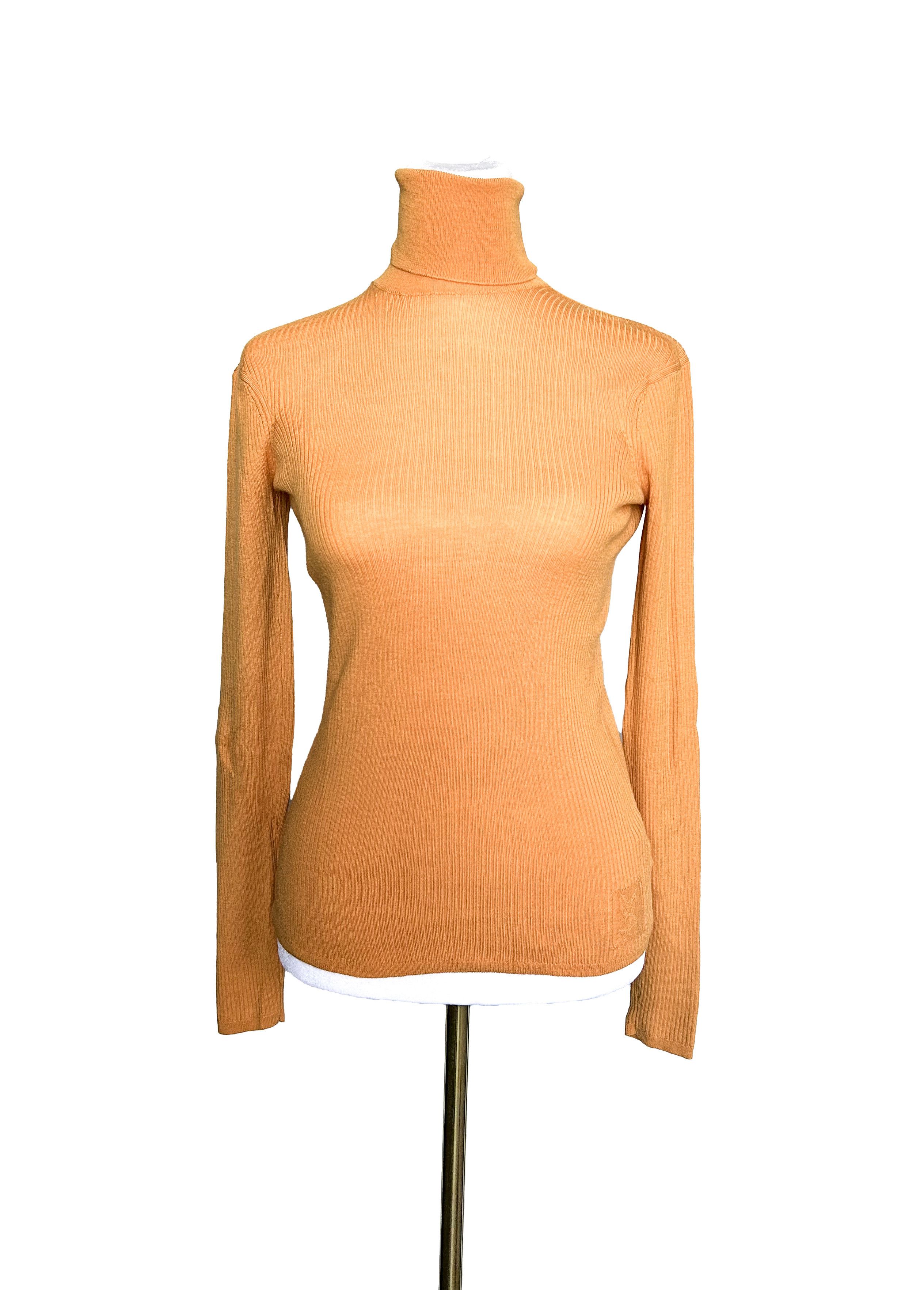 image of YVES Saint Laurent YSL Wool Turtleneck in Burnt Orange, Women's (Size Small)