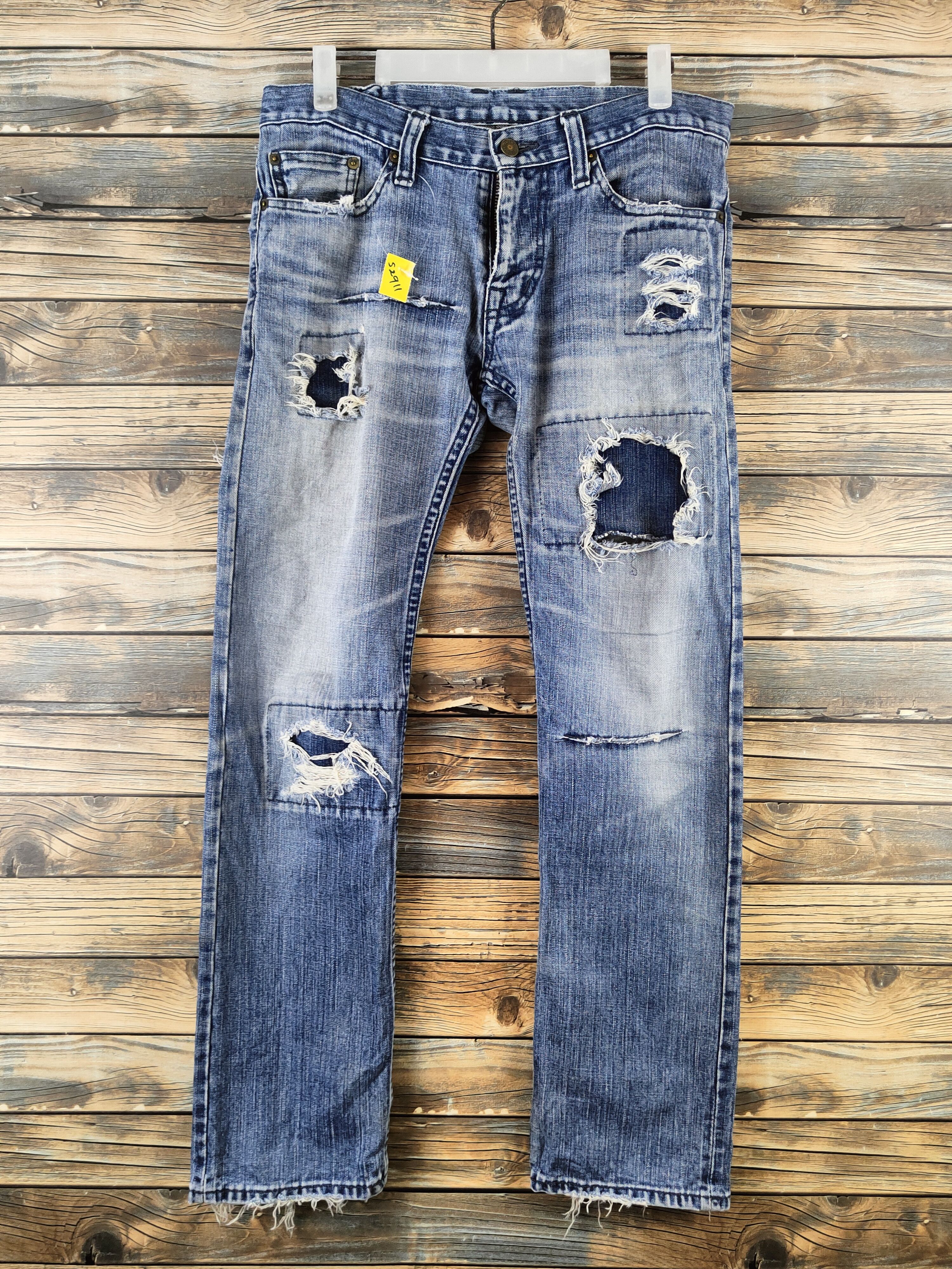 TMT d TMT Blue Distressed Ripped denim Jeans #S2911 Size 33" - 1 Thumbnail