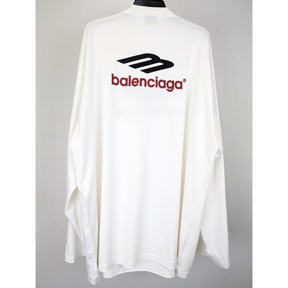 Balenciaga o1rshd1 Q:2 / Oversize Long Sleeve T-Shirt in White Size US XL / EU 56 / 4 - 8 Thumbnail