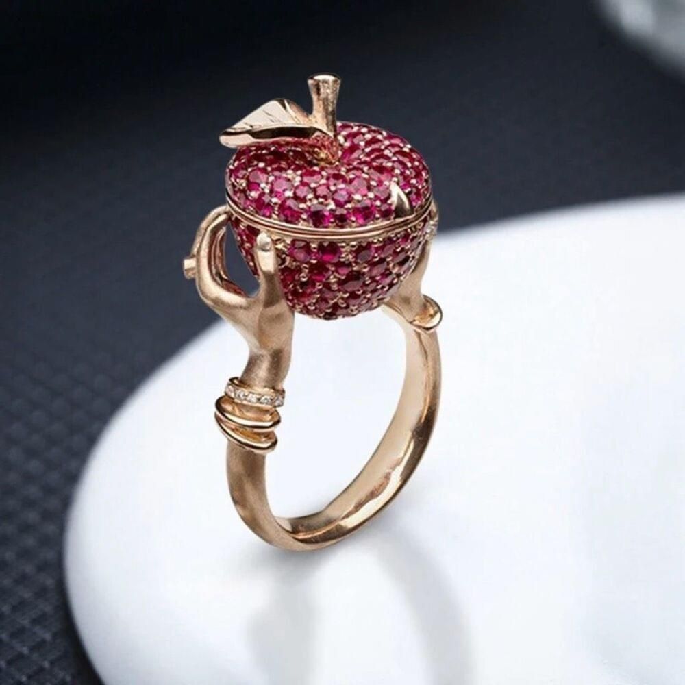 Other Pink Crystal Apple Ring Womens Statement Jewelry Size 6 New Size ONE SIZE - 3 Thumbnail