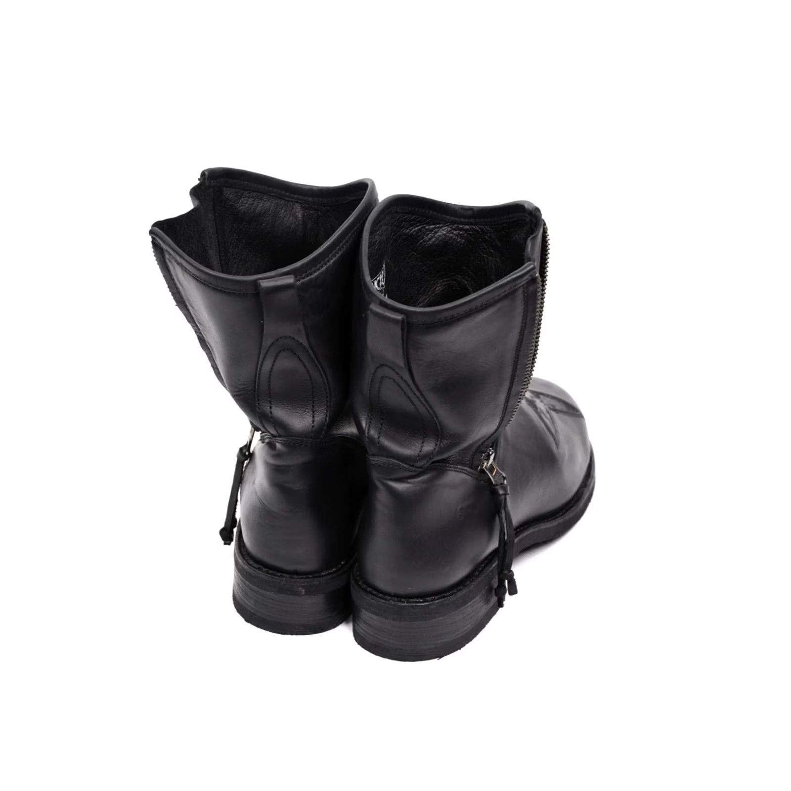 Skin Sancho Boots Women's Black Biker Leather Mid-Calf Size 39 US 8.5 Low Heel Snake Skin Pattern? Size US 9 / IT 39 - 3 Thumbnail