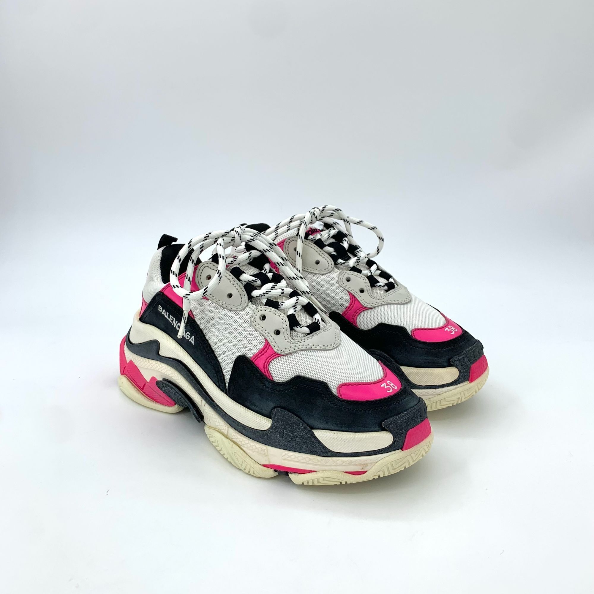 Balenciaga Balenciaga Triple S 38 Lace-Up Mesh & Leather Sneakers Pink/ Size US 8 / IT 38 - 10 Thumbnail