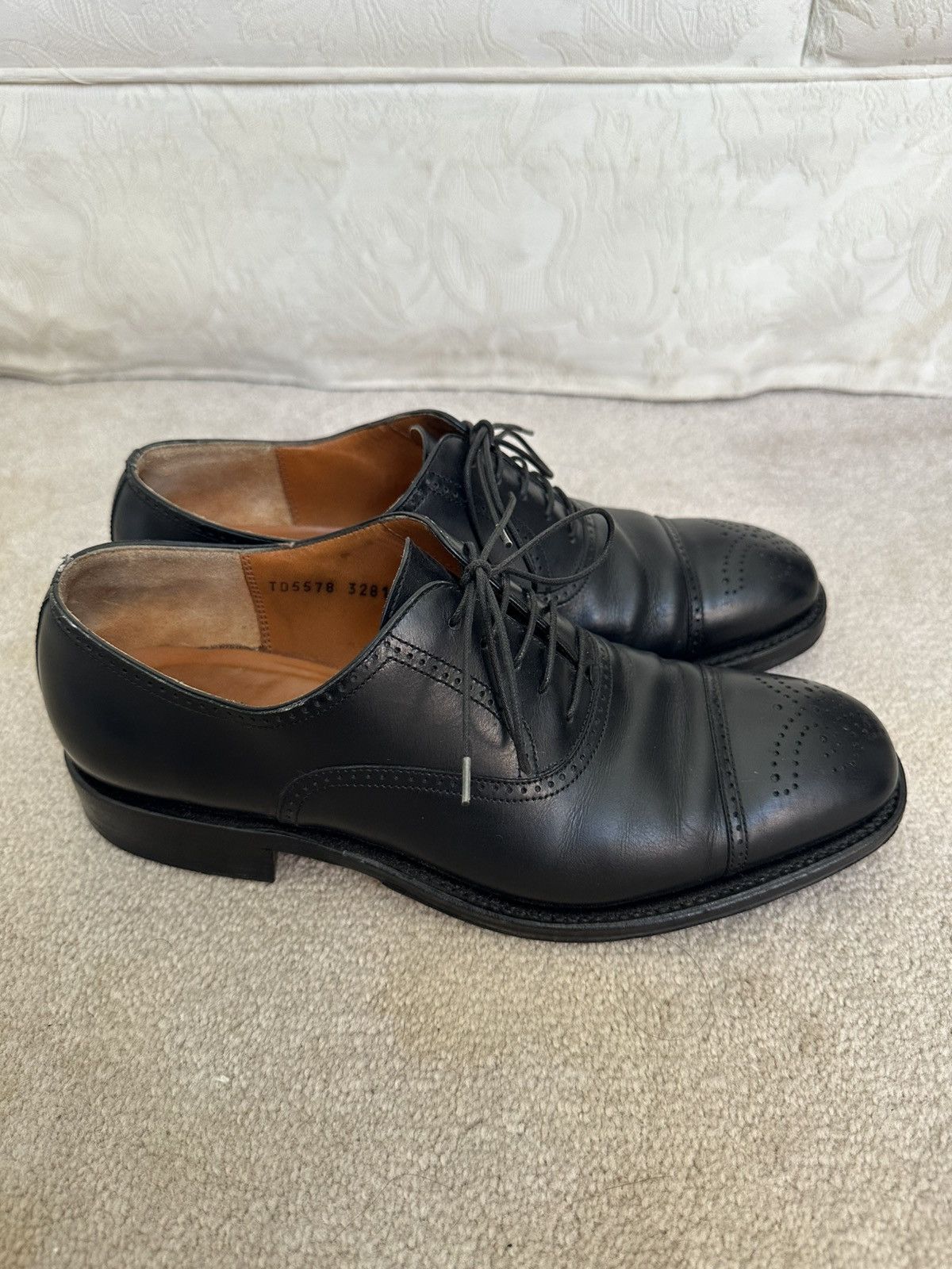 Salvatore Ferragamo Salvatore Ferragamo Black Cap Toe Oxford Dress Shoes 7.5 EE Size US 7.5 / EU 40-41 - 2 Thumbnail