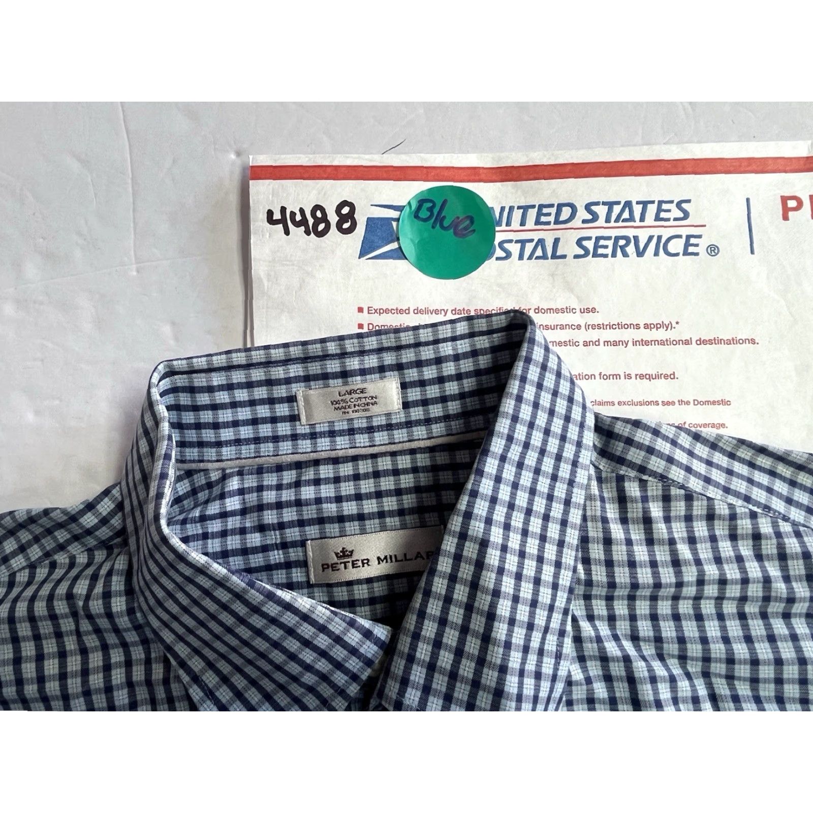 Peter Millar Peter Millar Men's Short Sleeve Button Up Shirt Large Blue Check Pattern Size US L / EU 52-54 / 3 - 7 Thumbnail