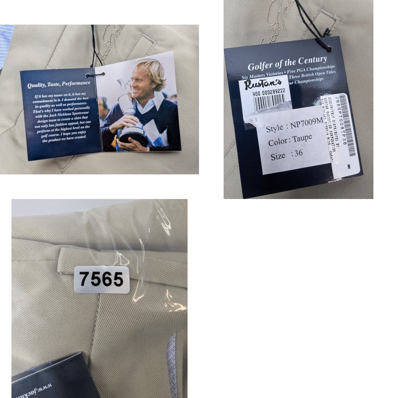 Vintage NWT Jack Nicklaus Performance Men's Khakis Taupe Pleated Golf Dress Pants 36W Regular Inseam 32" Size US 36 / EU 52 - 10 Thumbnail