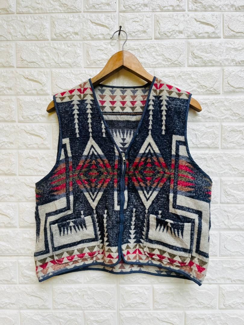 image of Vintage Multicolour Vest Designer Fashion Style, Men's (Size Medium)