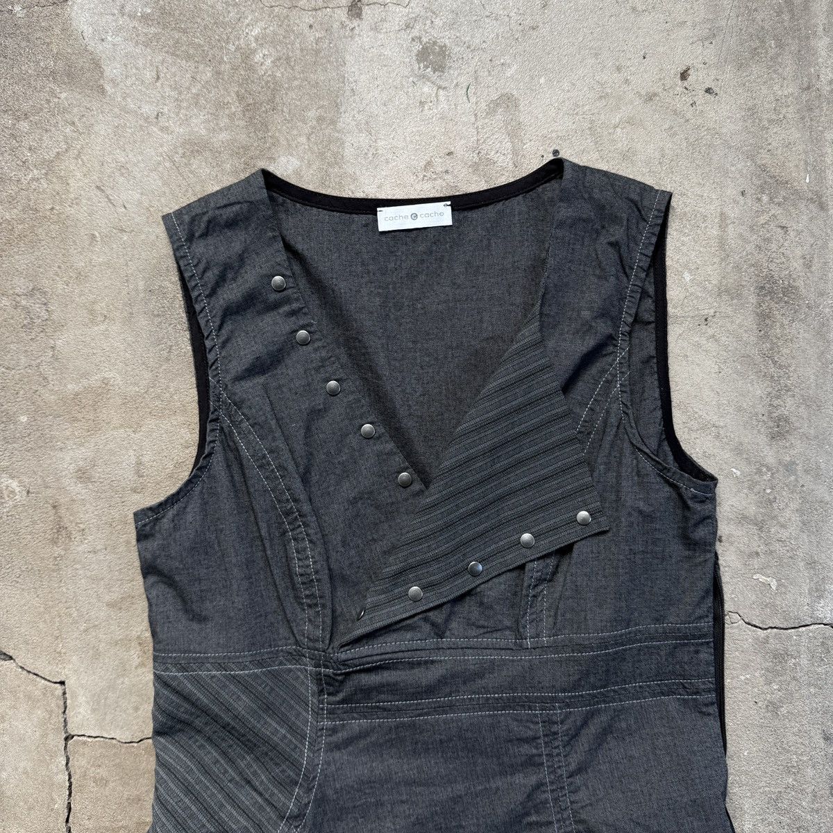 Other Vintage Cache Cache Grey Grunge Midi Dress Size XS / US 0-2 / IT 36-38 - 4 Thumbnail