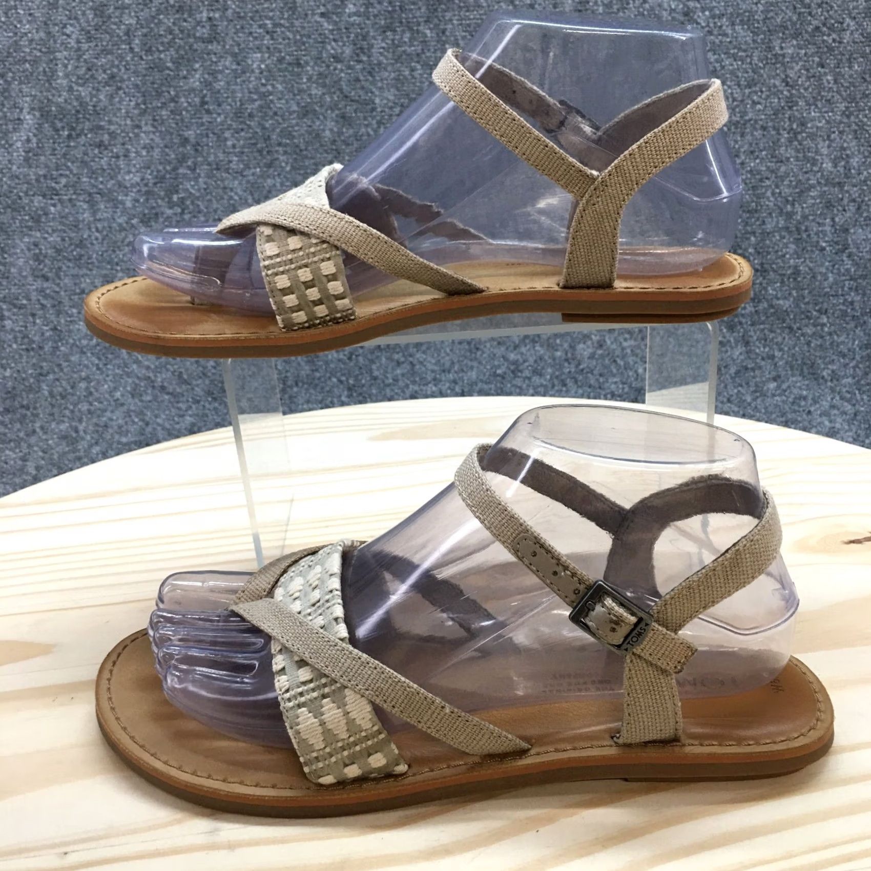 Toms TOMS Lexie Sandals Womens Slingback Flat Brown Fabric Casual Shoes Size US 7 / IT 37 - 2 Thumbnail