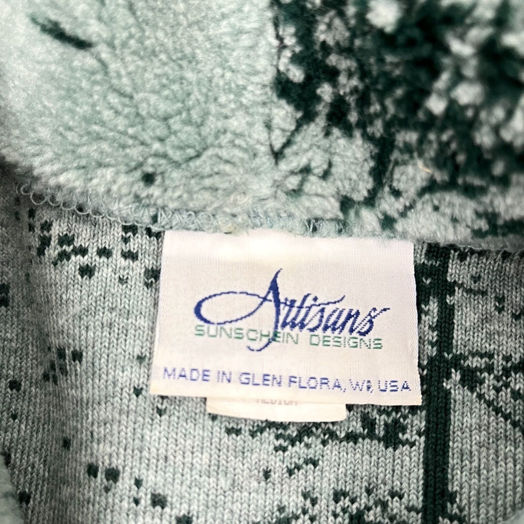 Vintage VTG Artisans Sweater Womens M Green Nature Forest Outdoor Fleece Fuzzy USA Made Green Size M / US 6-8 / IT 42-44 - 2 Thumbnail