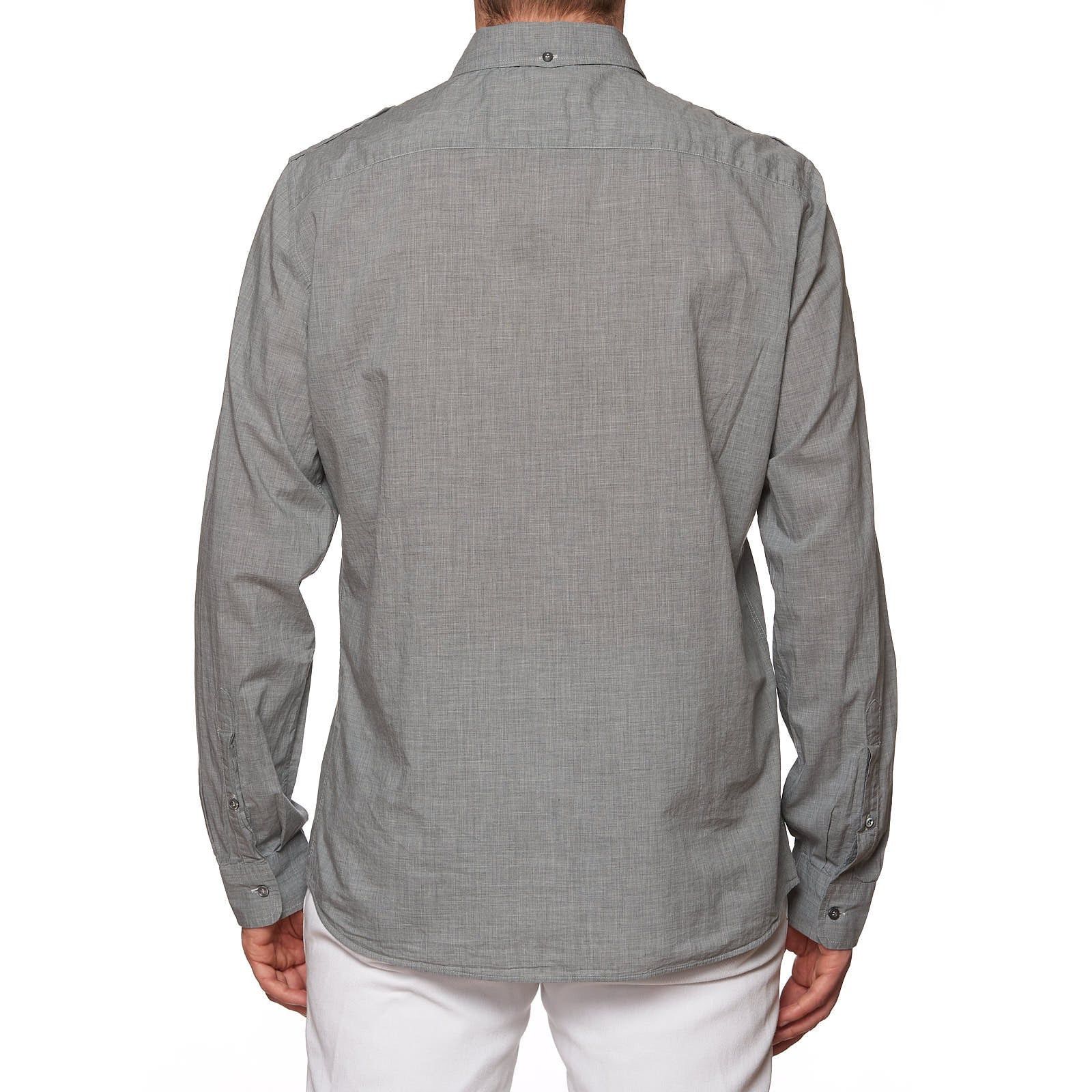 Brunello Cucinelli BRUNELLO CUCINELLI Gray Cotton Casual Military Shirt Size US XL / EU 56 / 4 - 3 Thumbnail