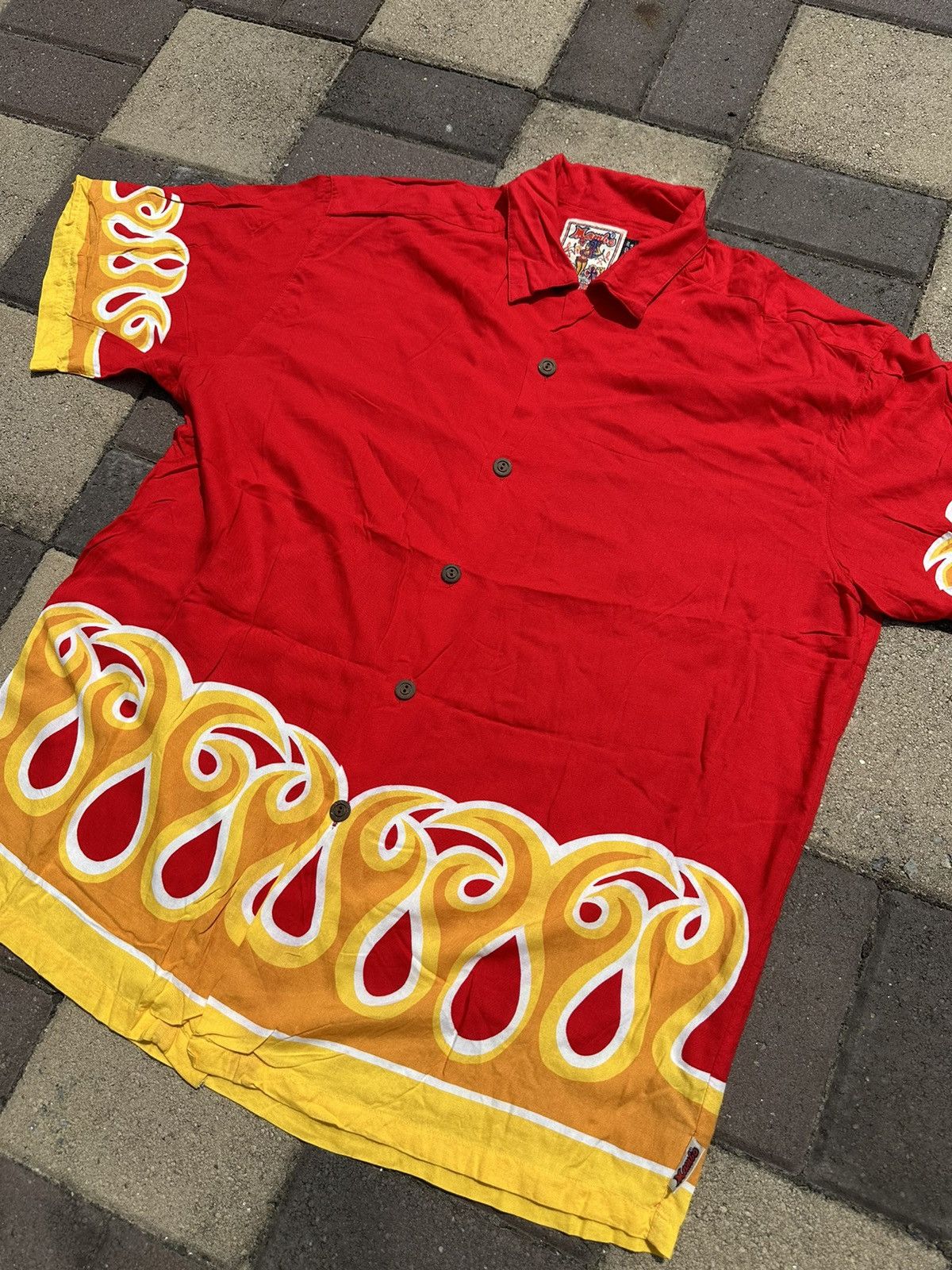 Japanese Brand × Mambo × Vintage Vintage Rare Mambo 90’s Flames Shirt Size US L / EU 52-54 / 3 - 2 Thumbnail