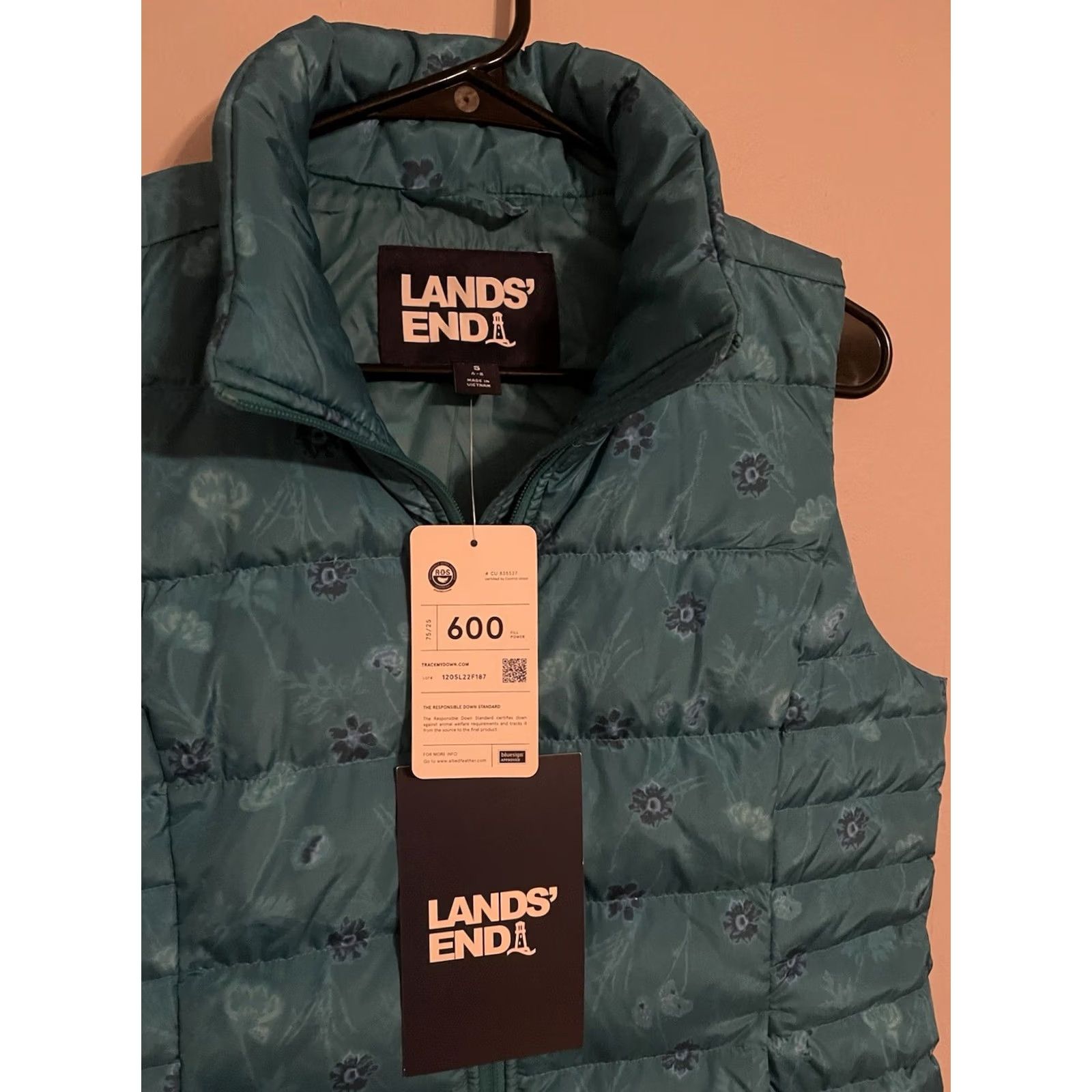 Lands' End Lands End 600 Fill Down Puffer Vest Spade Blue Hand Dye Floral Women's S New Size S / US 4 / IT 40 - 2 Thumbnail