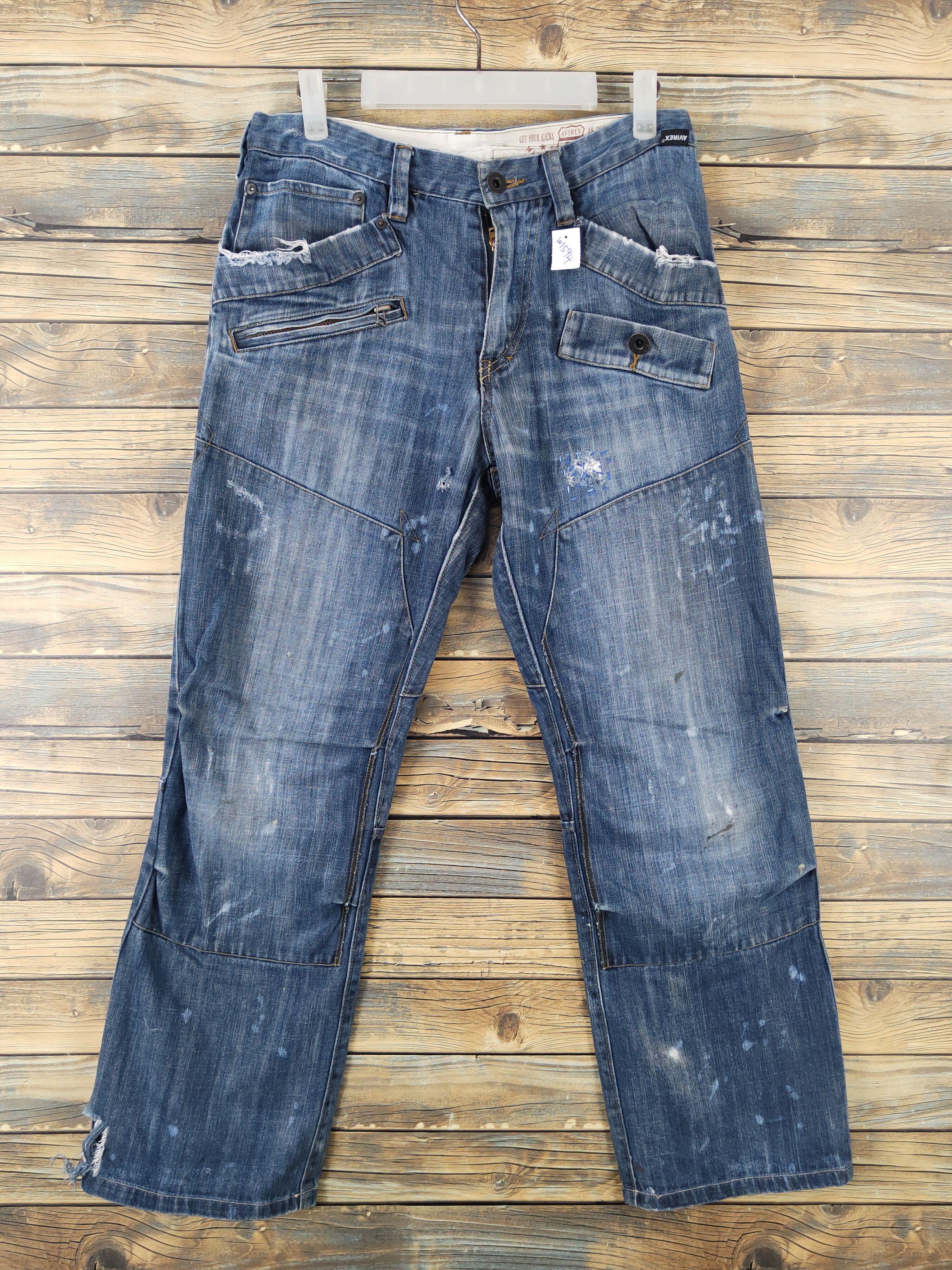 Avirex Avirex Blue multipocket Distressed Ripped denim Jeans #W1694 Size US 30 / EU 46 - 1 Thumbnail