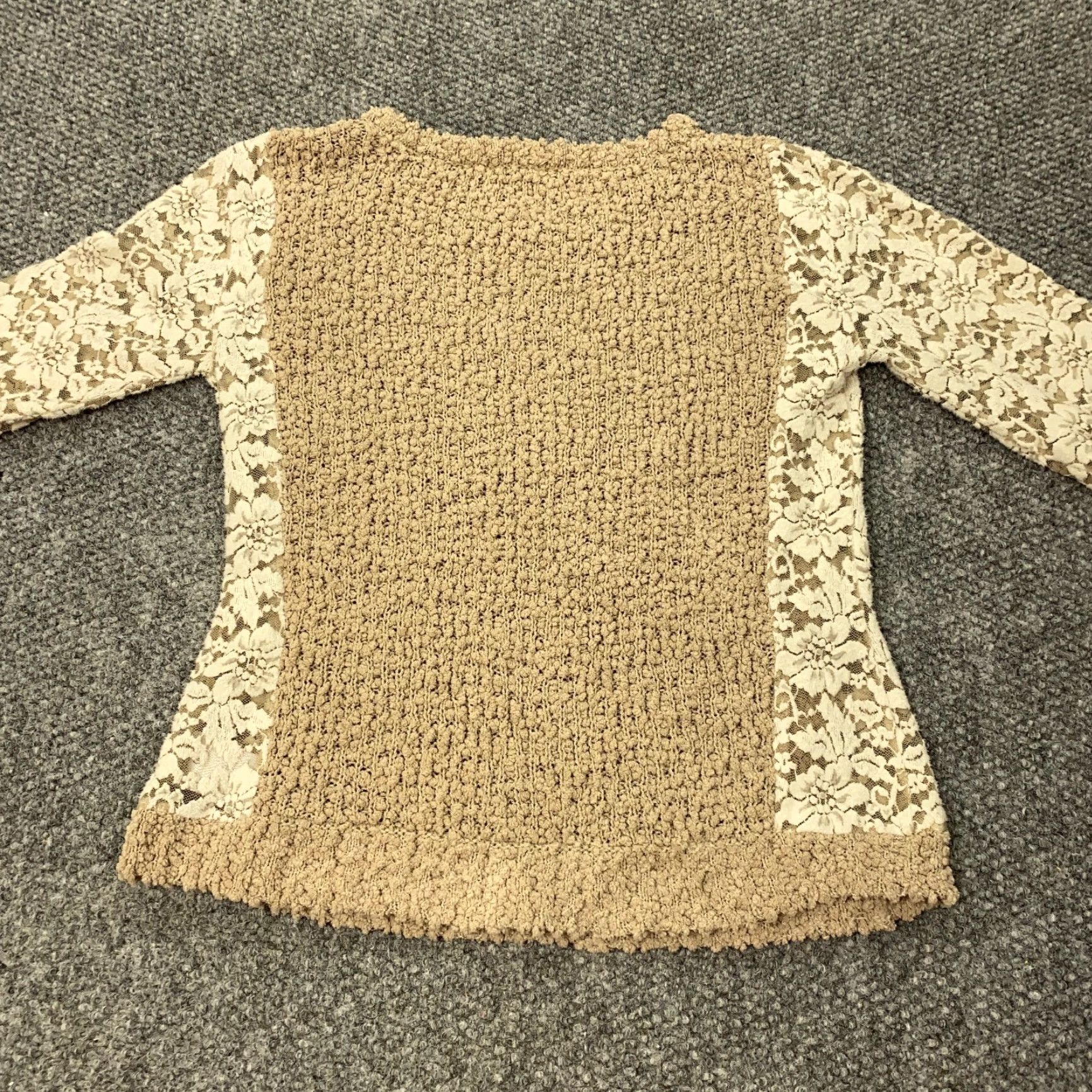 Miss Me Miss Me Sweater Small Beige Long Sleeve Stretch Lace Crew Neck Knit Pullover Womens Size S / US 4 / IT 40 - 5 Thumbnail