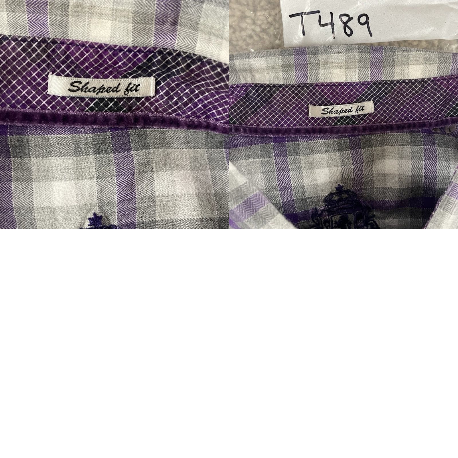 BUGATCHI Bugatchi Shirt Large Gray Purple Flip Cuff Long Sleeve Shaped Fit Button T489 Size US L / EU 52-54 / 3 - 9 Thumbnail