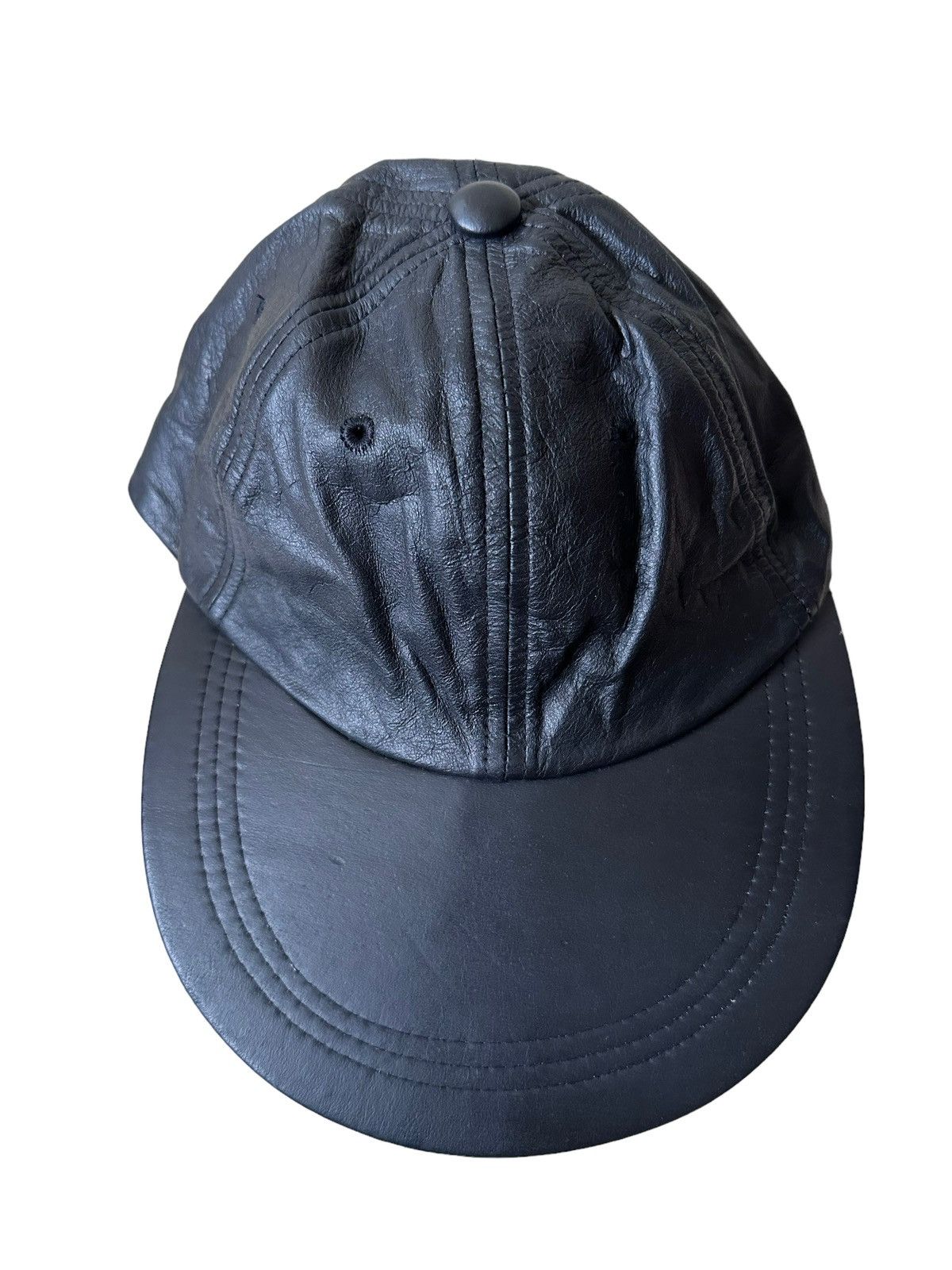 Genuine Leather × Japanese Brand × Vintage Vintage Plain Black Leather Hat Cap Size ONE SIZE - 6 Thumbnail
