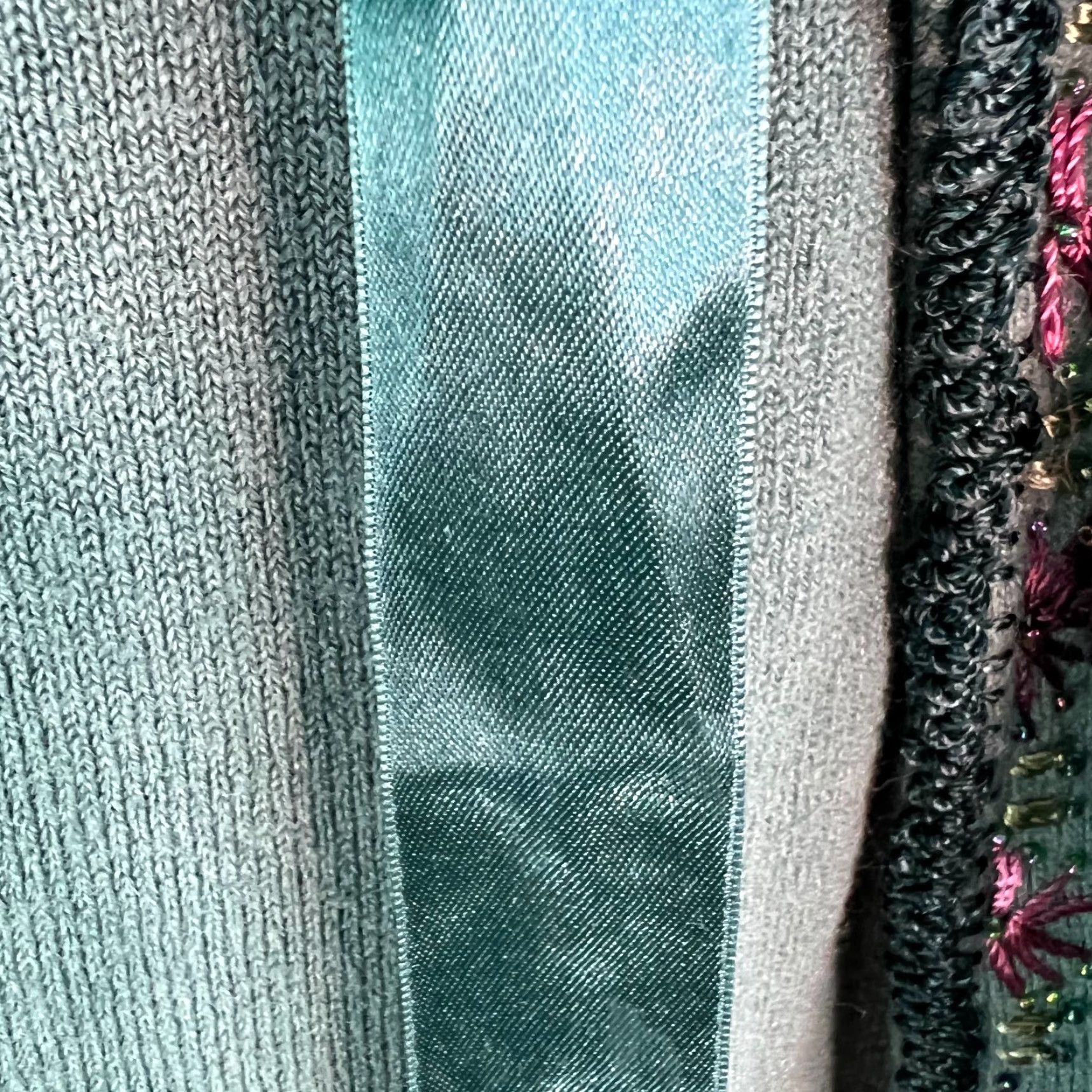 Vintage Koret Women Cardigan XL Green Acrylic Knitted Double Layer Pullover Round Neck Long Sleeve Regular Fit Collarless Embroidered Casual Winter Size XL / US 12-14 / IT 48-50 - 4 Thumbnail