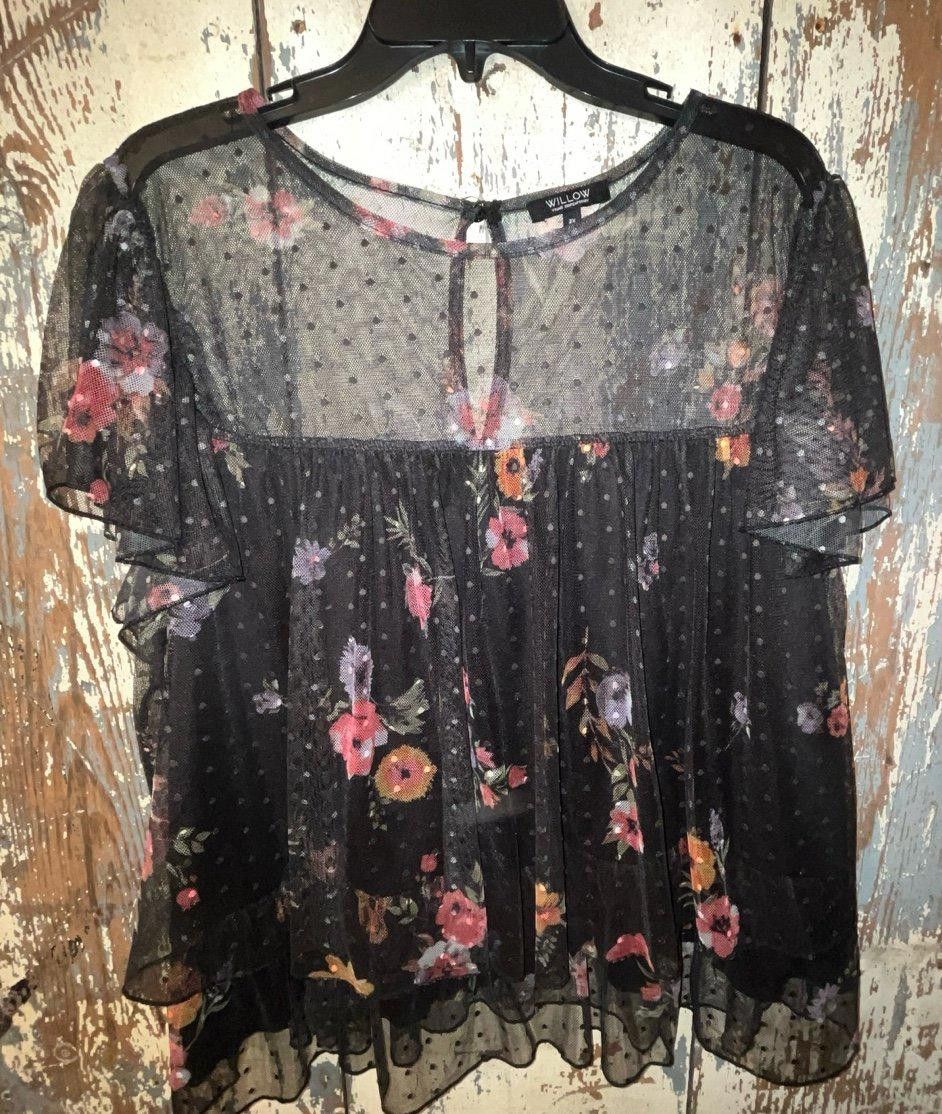 Designer Willow Young Contemporary blouse black floral size 2X Size XXL / US 16-18 / IT 52-54 - 1 Thumbnail