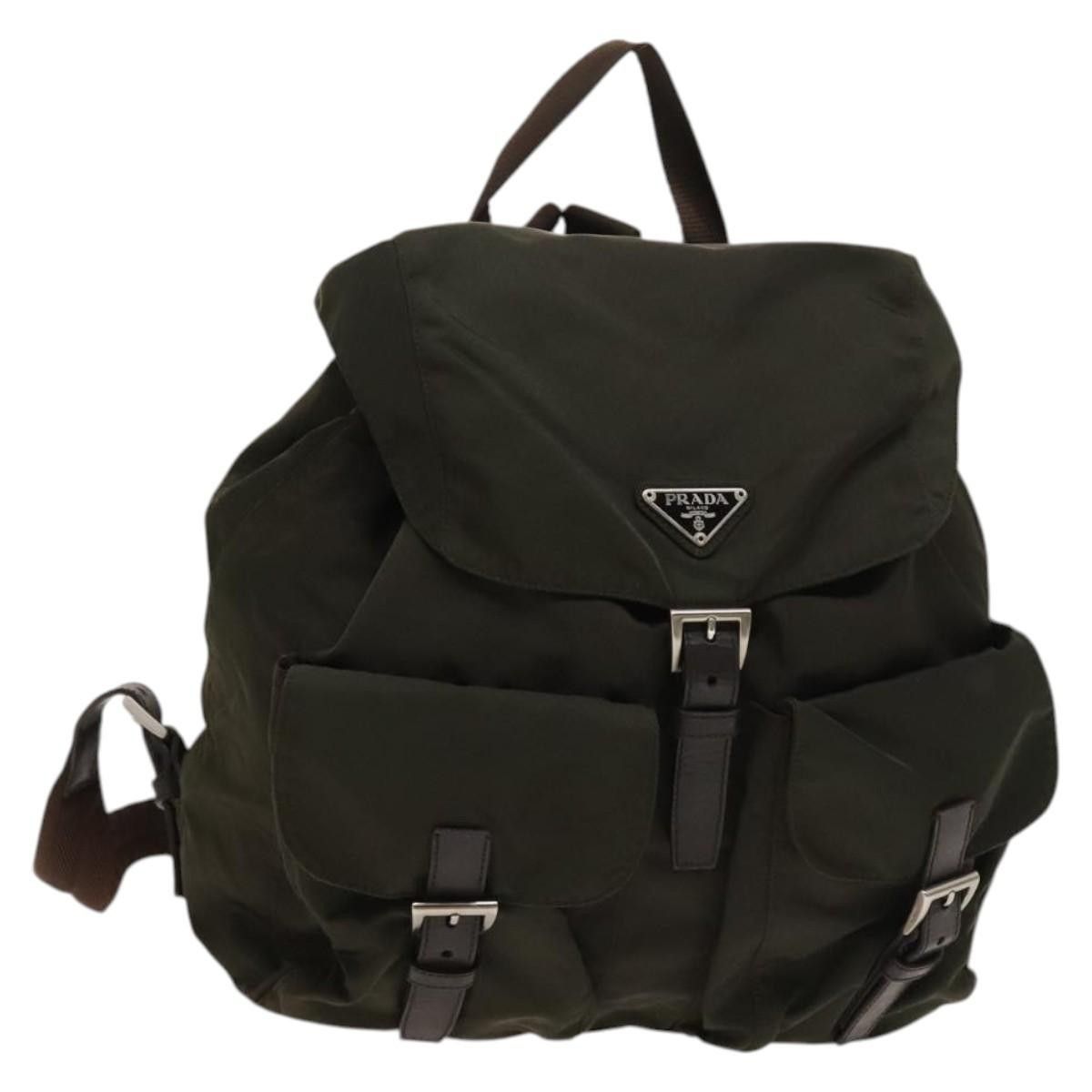 Prada Prada Vela Double Front Pocket Backpack Tessuto with Saffiano Leather Size ONE SIZE - 1 Thumbnail