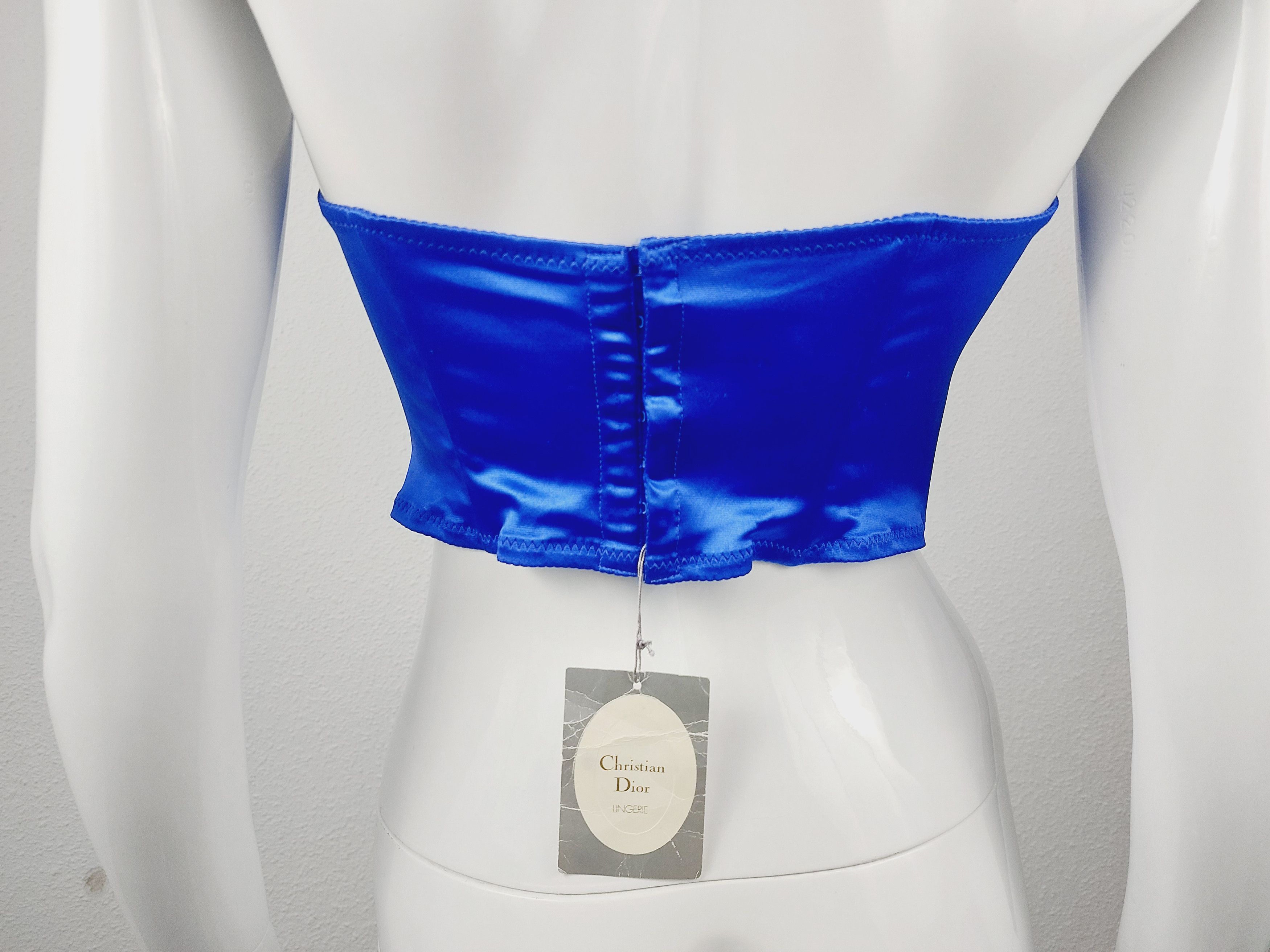 Vintage Christian Dior Navy Blue Logo Corset Bustier NWT