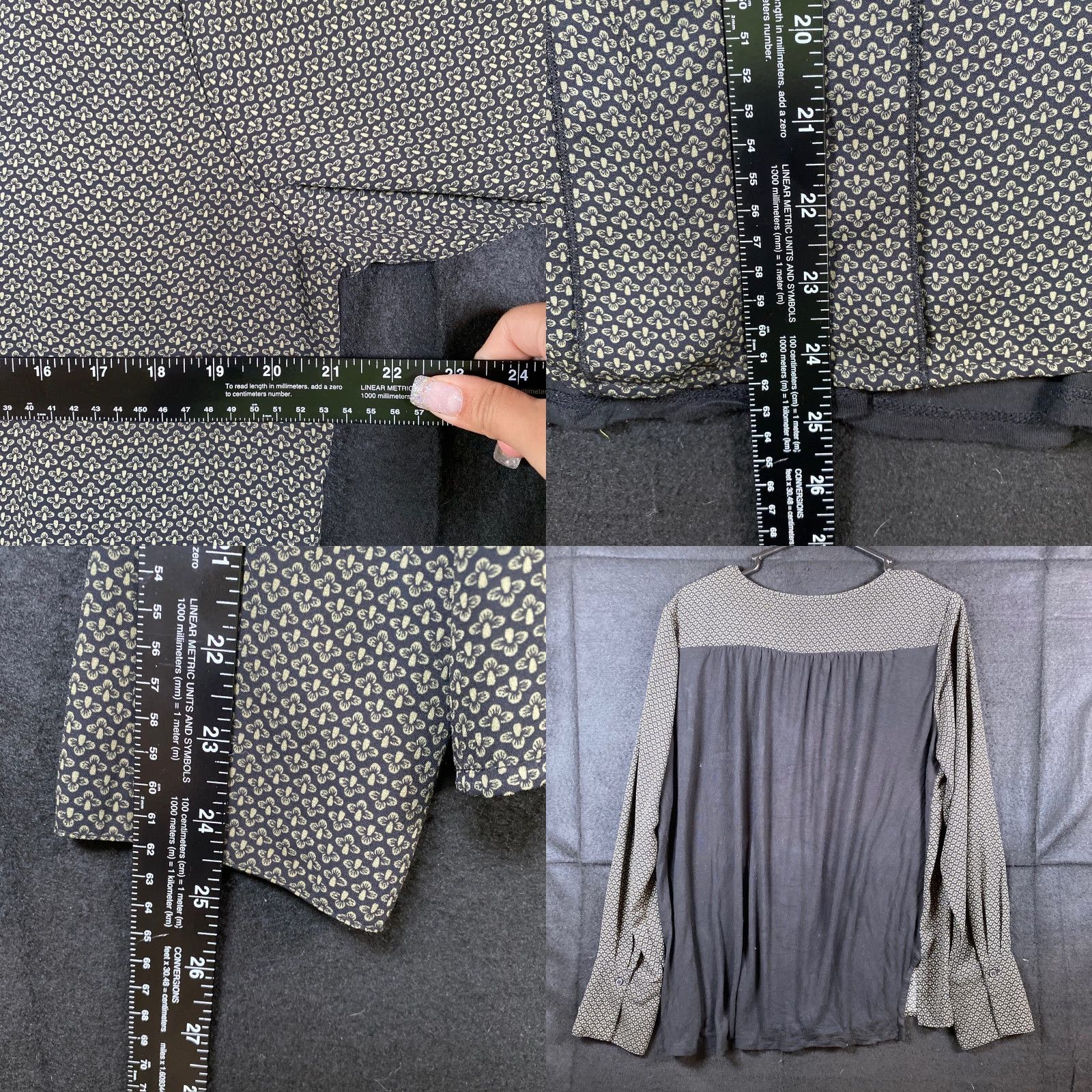 Loft LOFT Blouse Green Floral V-Neck Pleated Peasant Long Sleeve Stretch L Womens Shirts Size L / US 10 / IT 46 - 8 Thumbnail