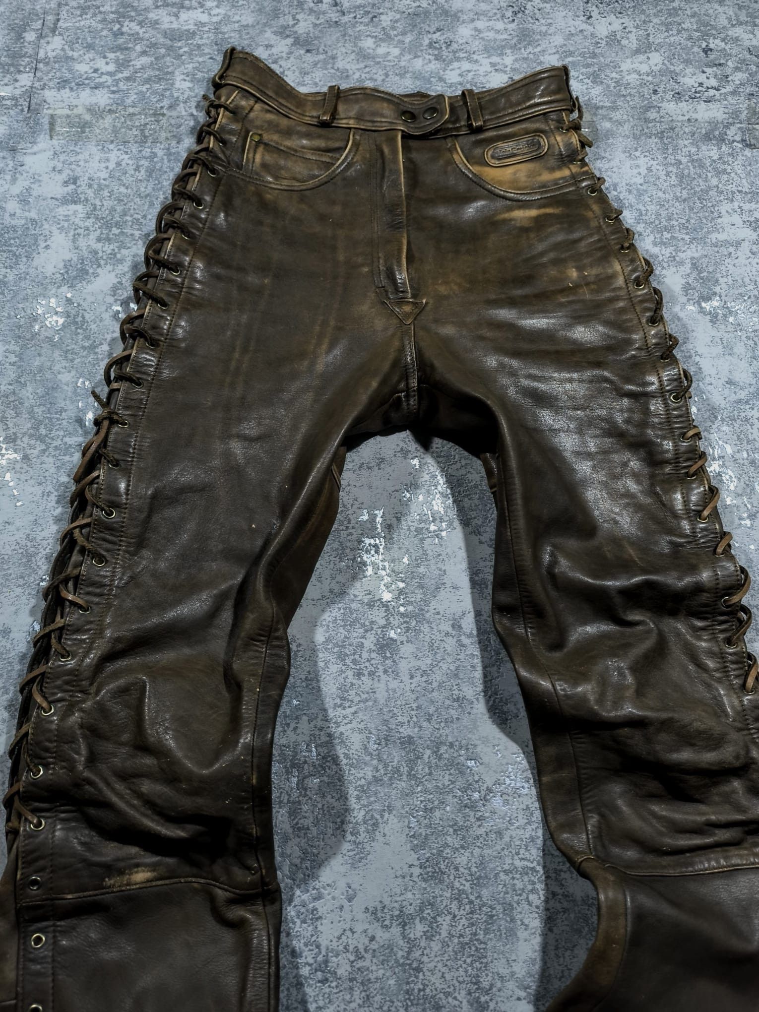 Japanese Brand Vtg Kmrii Type String Faded Distressed Western Leather Pants Size US 28 / EU 44 - 9 Thumbnail