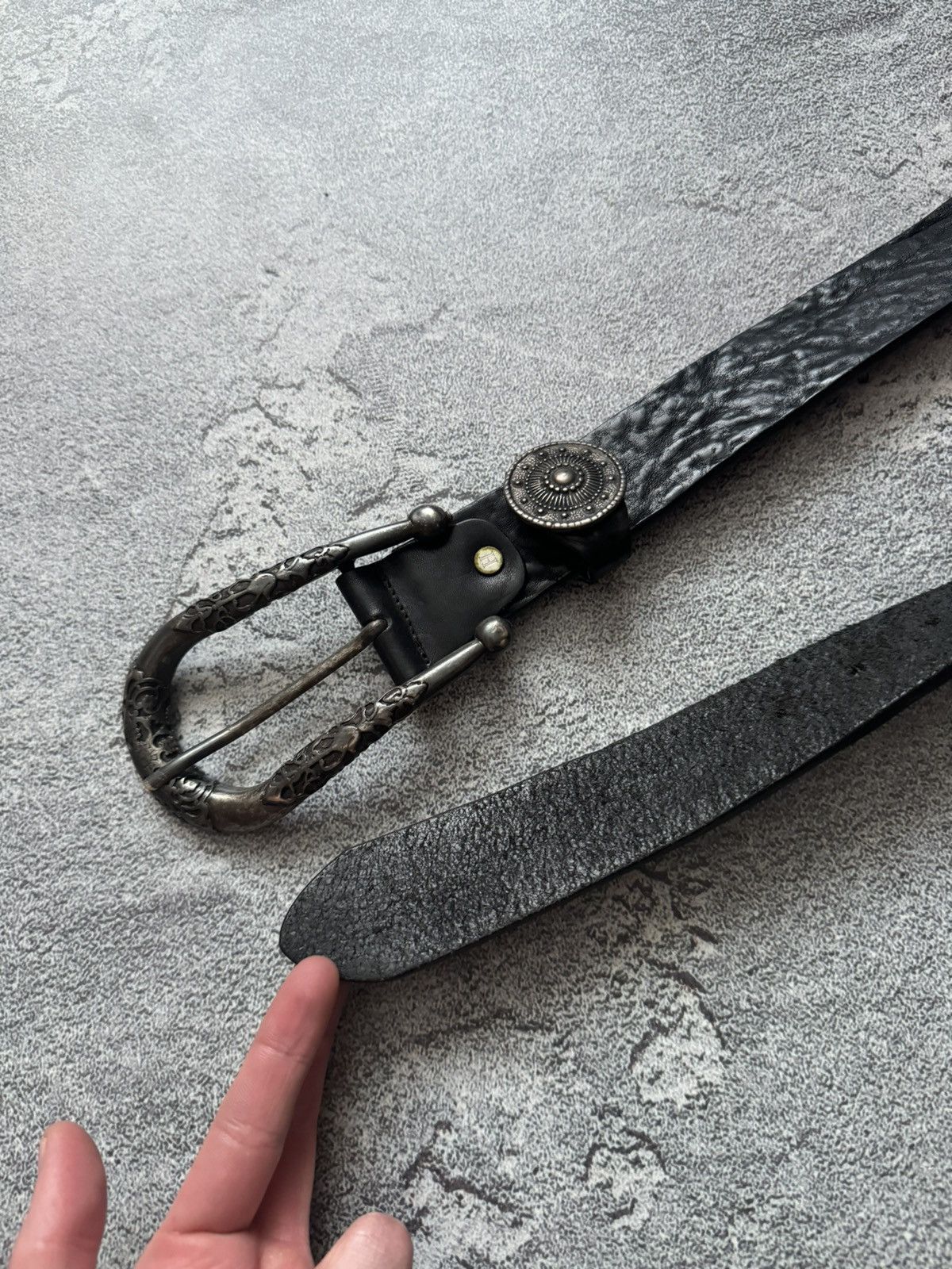 Japanese Brand Nanni Cinture 100cm black leather belt Avantgarde vintage Size ONE SIZE - 3 Thumbnail