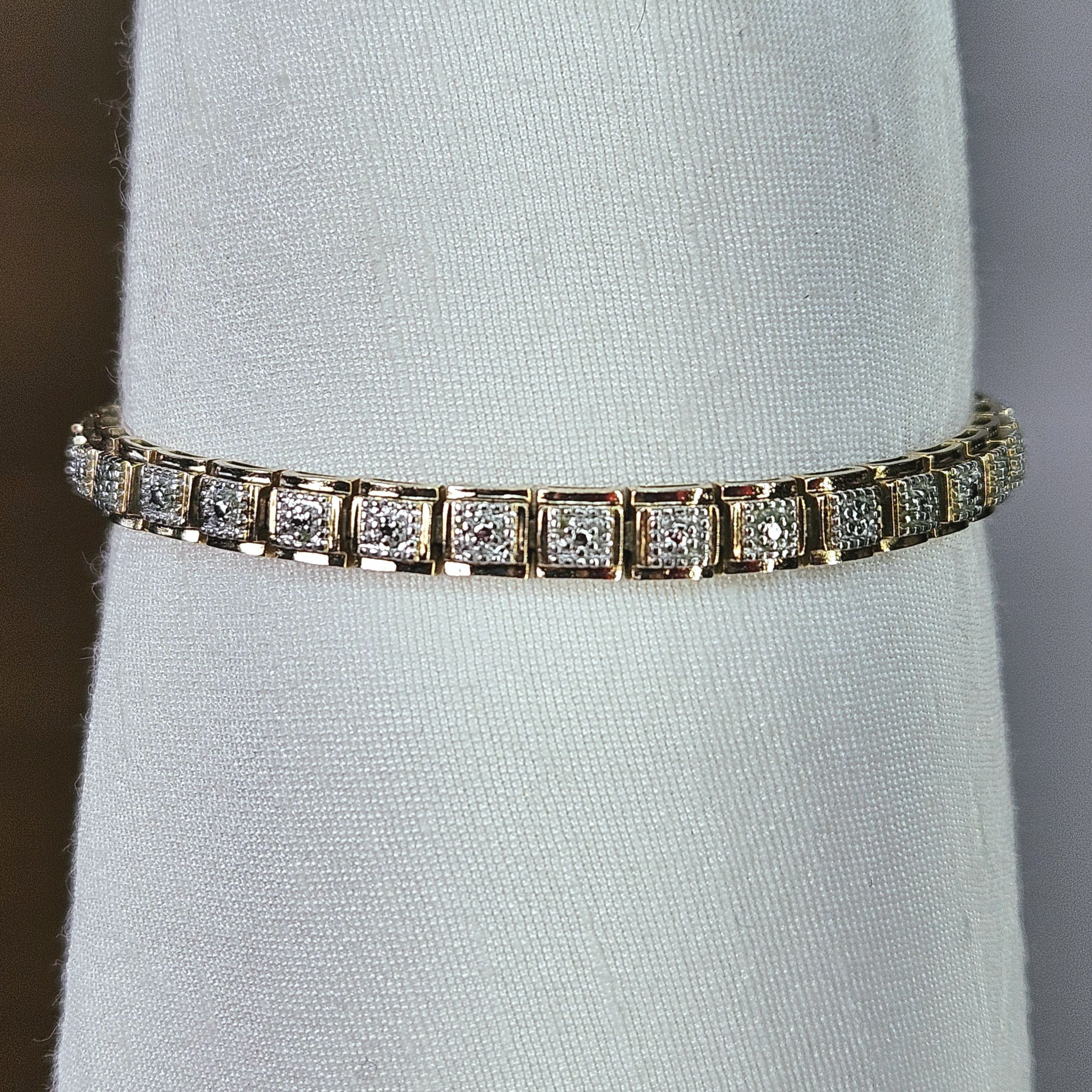 Other Tennis Bracelet 7.5" 925 Silver Gold Vermiel Square Link Size ONE SIZE - 3 Thumbnail