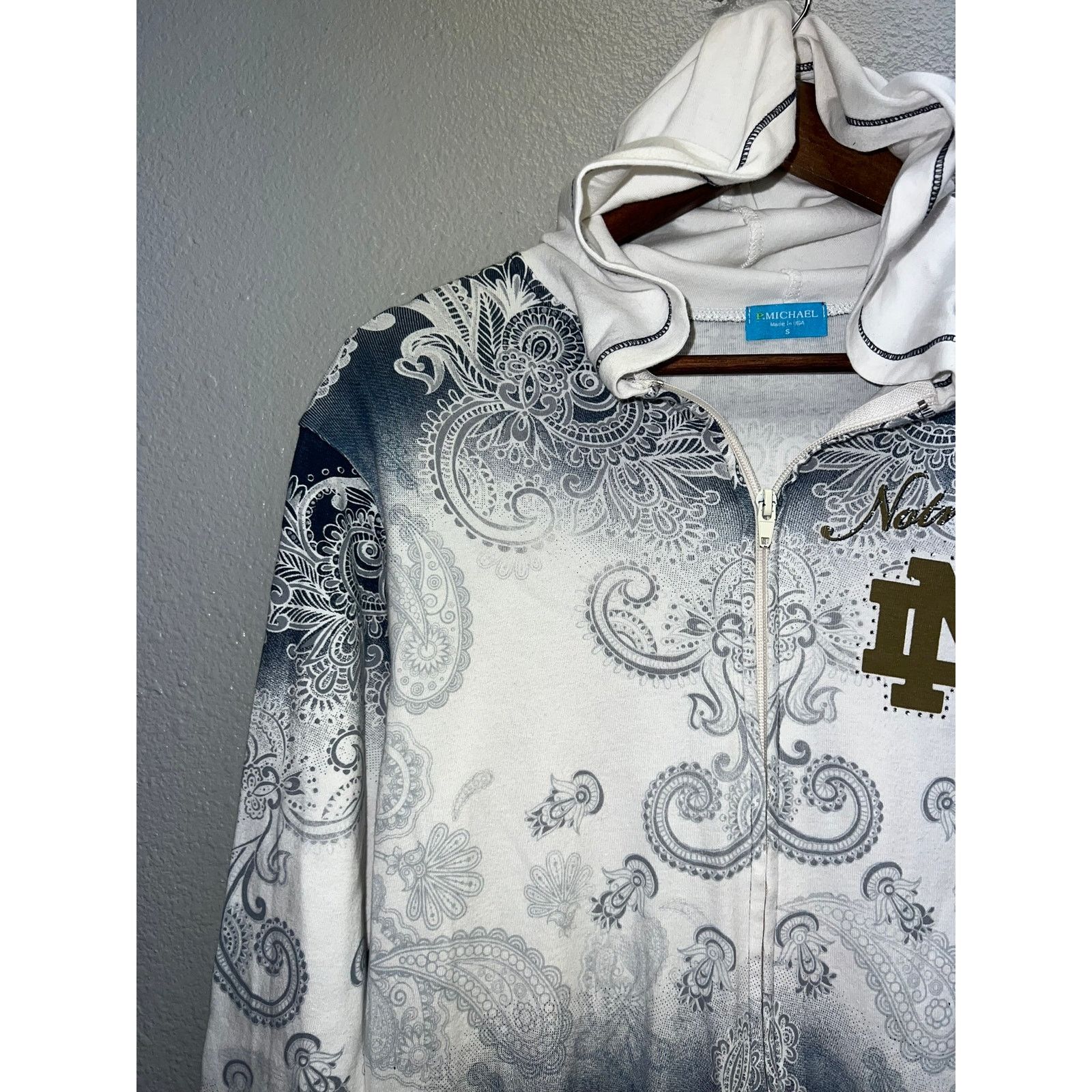 Vintage Womens Notre Dame Top Full Zip Tee Shirt P. Michael Small Size S / US 4 / IT 40 - 4 Thumbnail