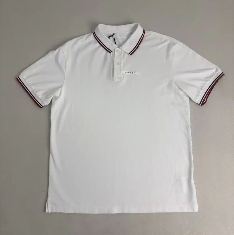 Prada Prada Men's White Cotton Polo Shirt Size US XXL / EU 58 / 5 - 1 Thumbnail