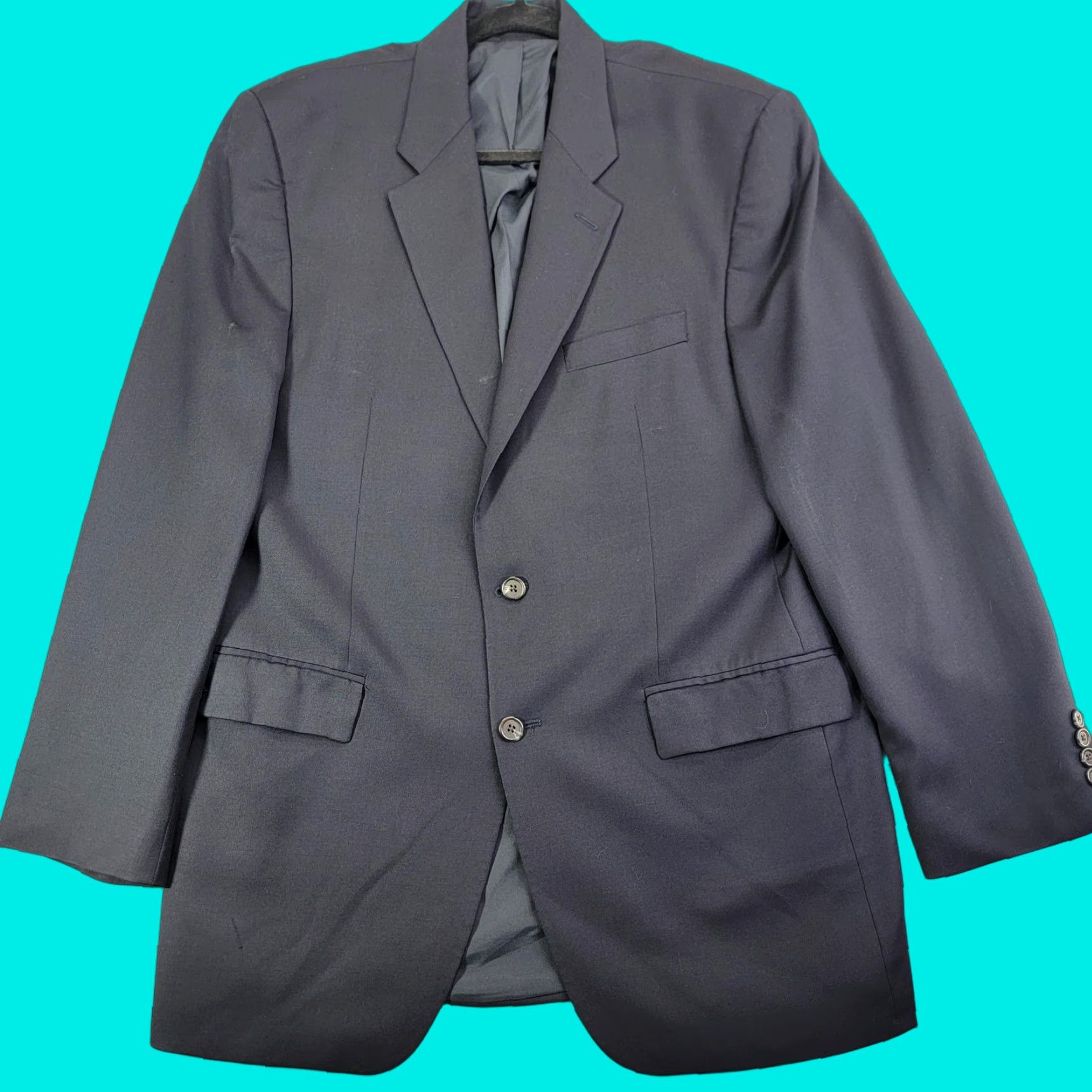 Ralph Lauren VINTAGE Lauren Ralph Lauren Blazer Mens 46 Blue Wool 2 Button Canada Size 46R - 1 Thumbnail