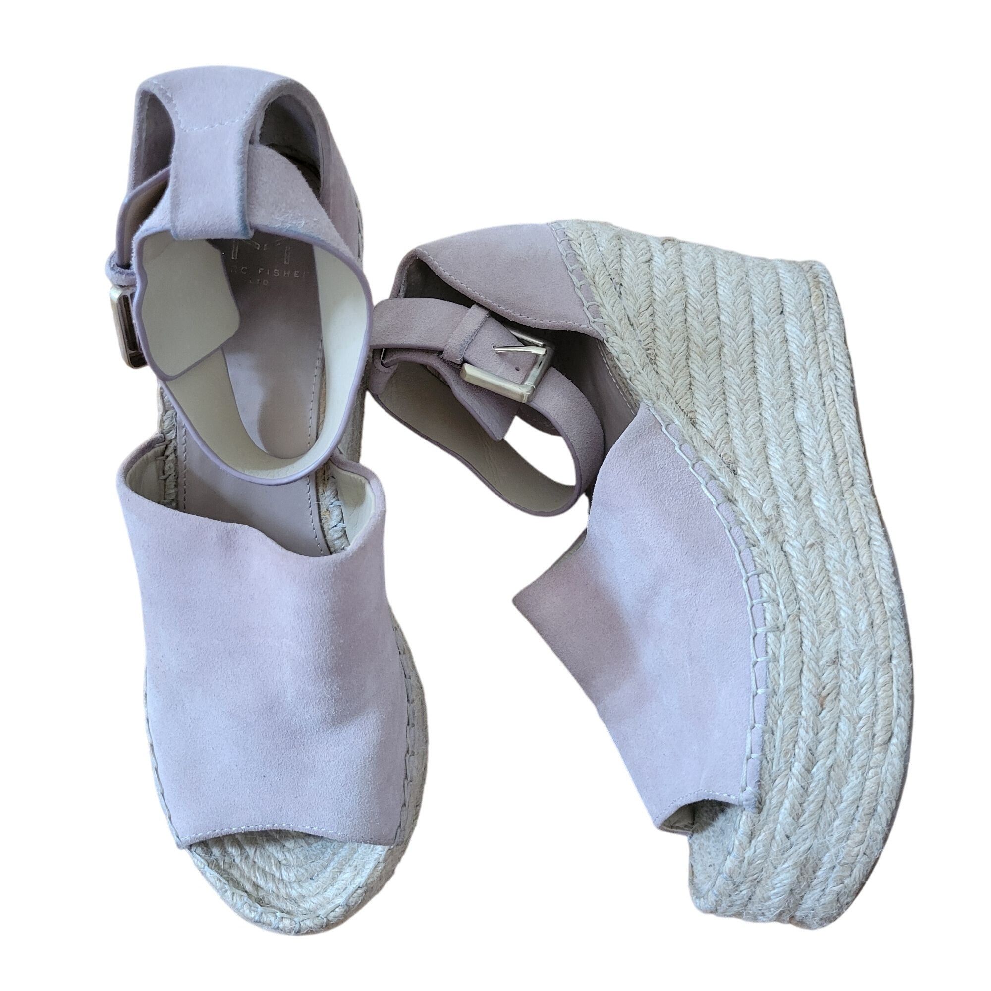 Marc Fisher Marc Fisher 9.5 Suede Leather Espadrille Platform Wedge Sand Size US 9.5 / IT 39.5 - 2 Thumbnail