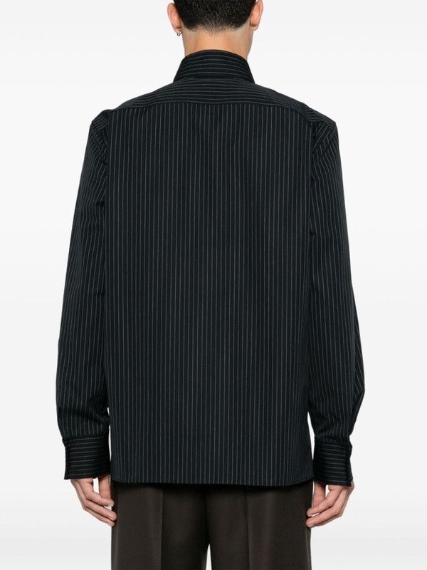 Saint Laurent Paris o1s1wg110126 793321 Cassandre Shirt in Striped Poplin Black Size US L / EU 52-54 / 3 - 3 Thumbnail