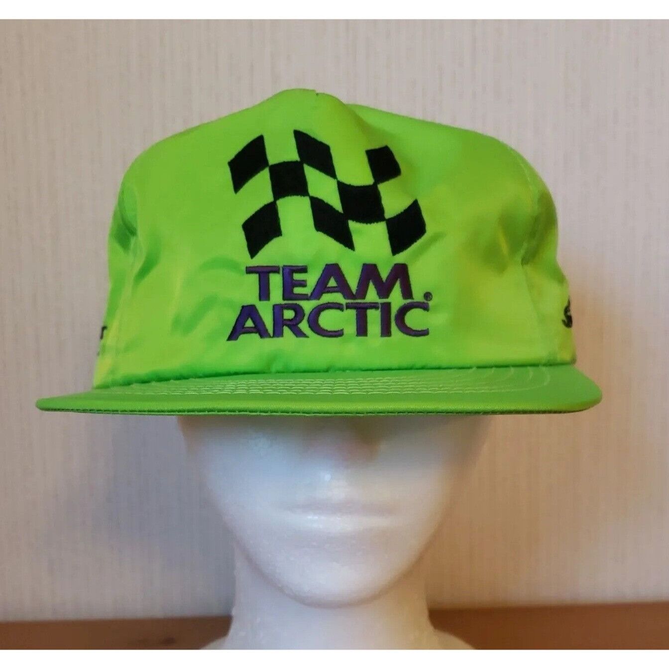 Vintage Vtg Arctic Cat 5 Panel Hat Snowmobile Racing Green Nylon Dad Size ONE SIZE - 2 Thumbnail
