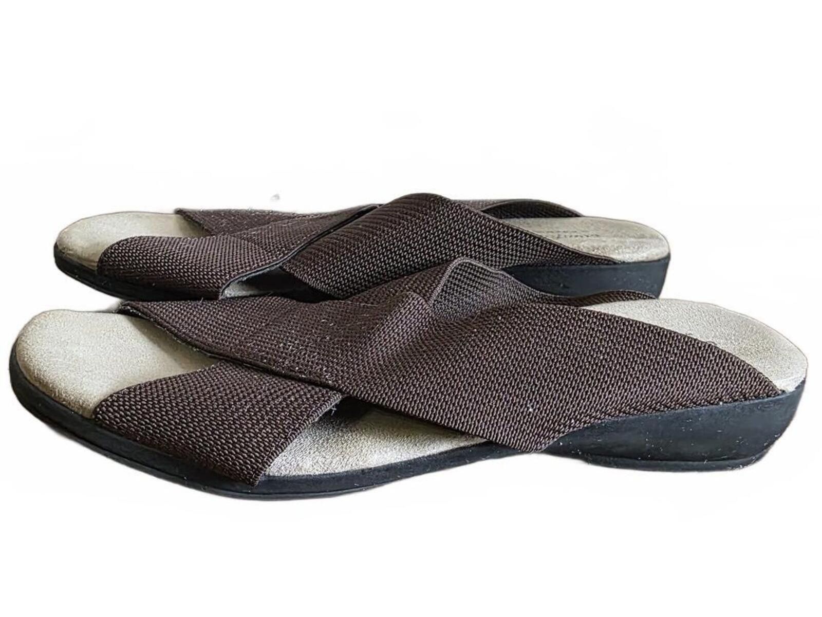 Other Comfort Plus Predictions Brown Cross Strap Slip-On Sandals 7 Size US 7 / IT 37 - 2 Thumbnail