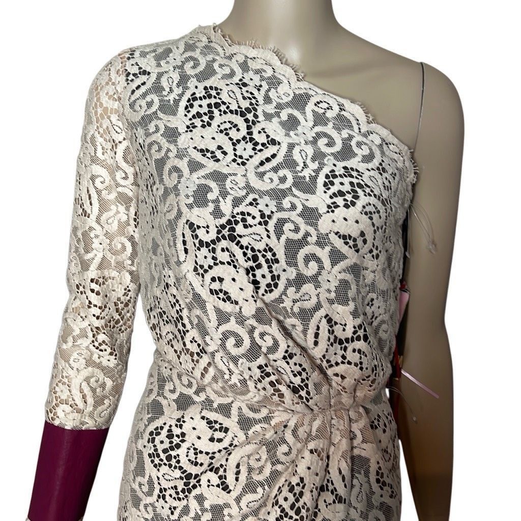 MSGM NWT MSGM One-Shoulder Lace Beige Dress (018) Size S / US 4 / IT 40 - 2 Thumbnail