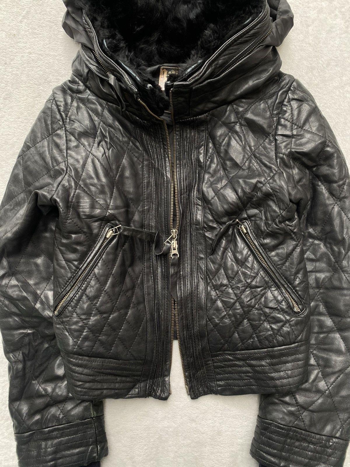 Japanese Brand 2000s Galicia / Galicie- Bono Fur Quilted Leather Jacket Size S / US 4 / IT 40 - 8 Thumbnail