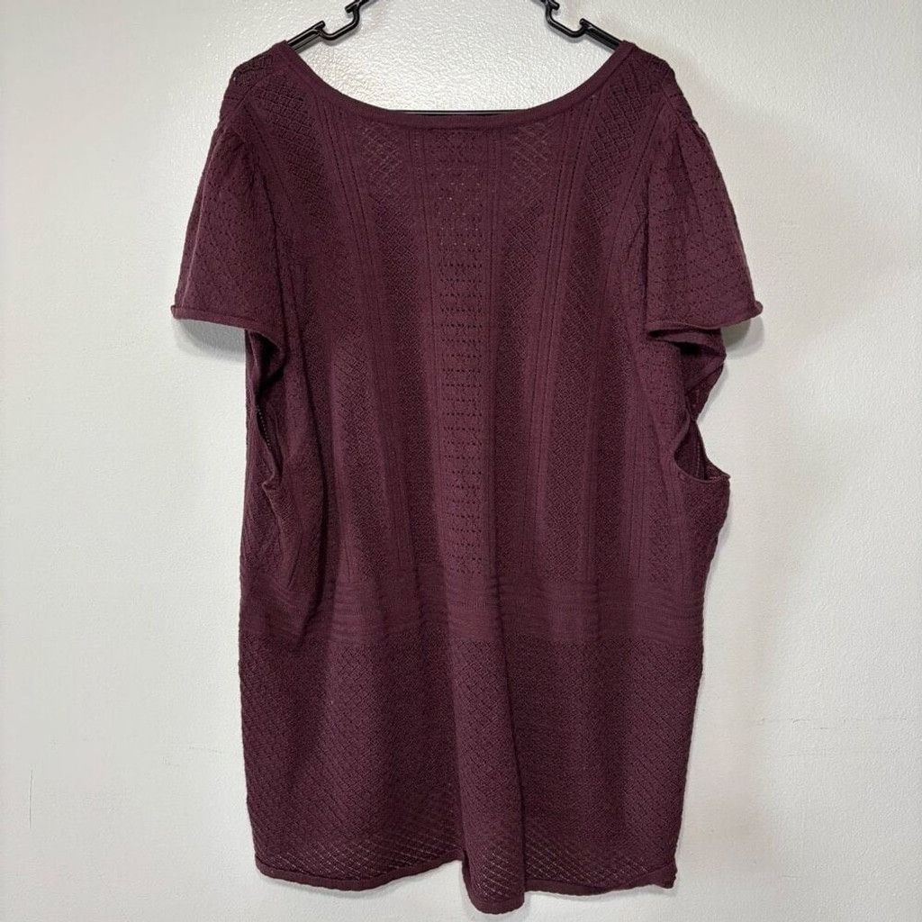 Torrid Torrid Everyday Maroon Soft Pullover Pointelle Knit Sweater Size M / US 6-8 / IT 42-44 - 4 Thumbnail