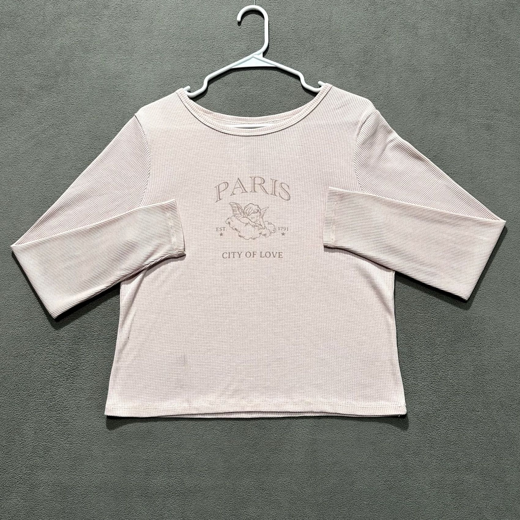 Vintage Pink Republic Shirt Pink XL Womens City Love Thermal Knit Front Print Paris Note: City, Love | Vintage? No Size XL / US 12-14 / IT 48-50 - 2 Thumbnail
