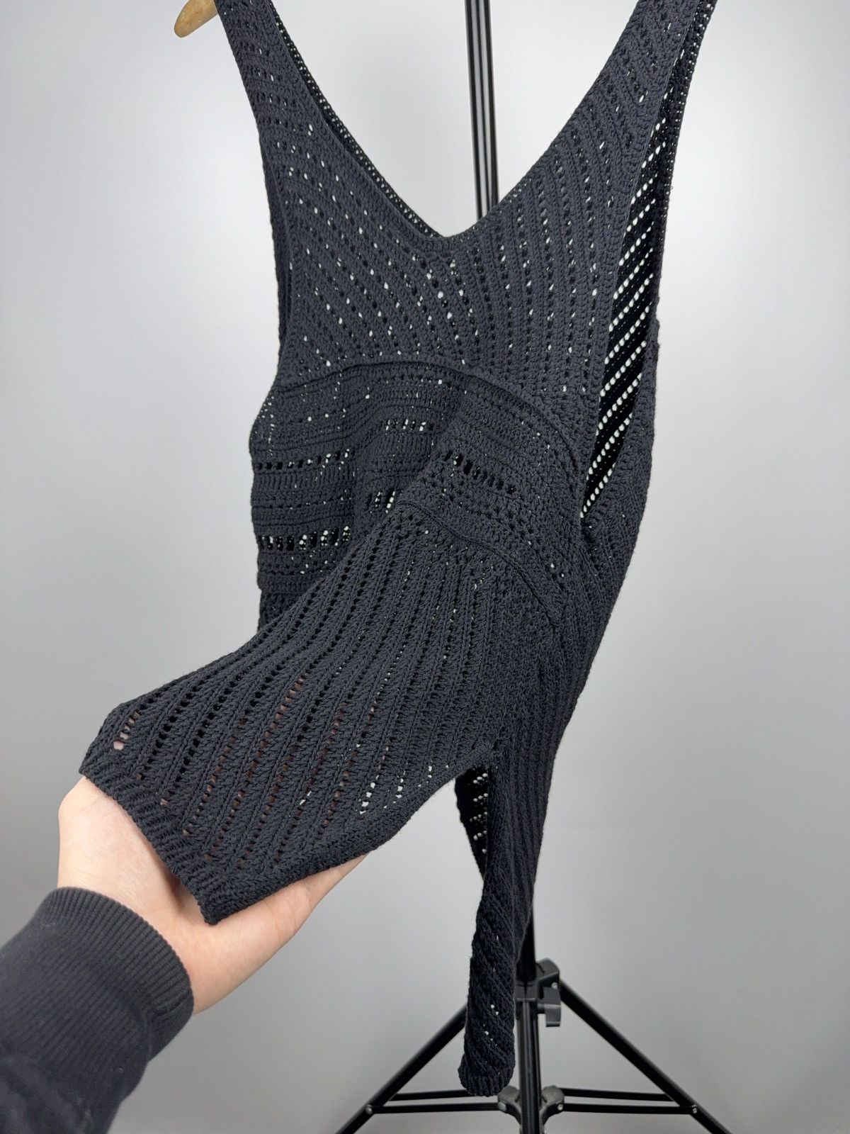 Armani Exchange Armani Exchange Black Knit Crochet Asymmetric Tank Top Size S / US 4 / IT 40 - 3 Thumbnail