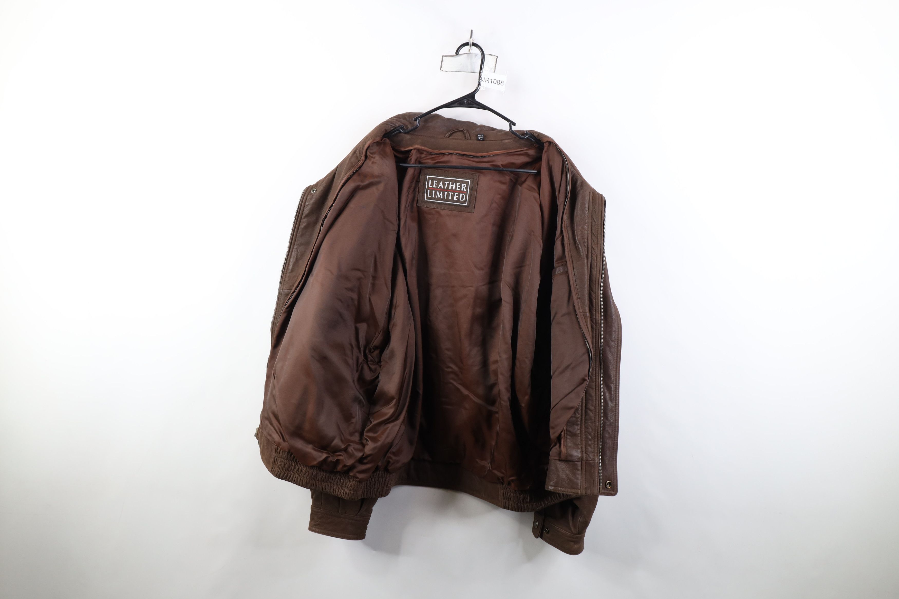 Vintage Vintage 90s Streetwear Heavy Leather Bomber Jacket Brown Size US XL / EU 56 / 4 - 11 Thumbnail