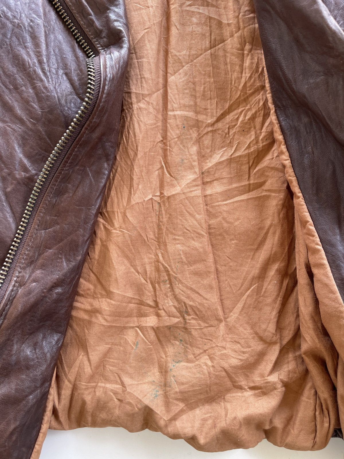 Japanese Brand NINE Sheepskin Wrinkle Rider Leather Jacket Size XS / US 0-2 / IT 36-38 - 18 Thumbnail